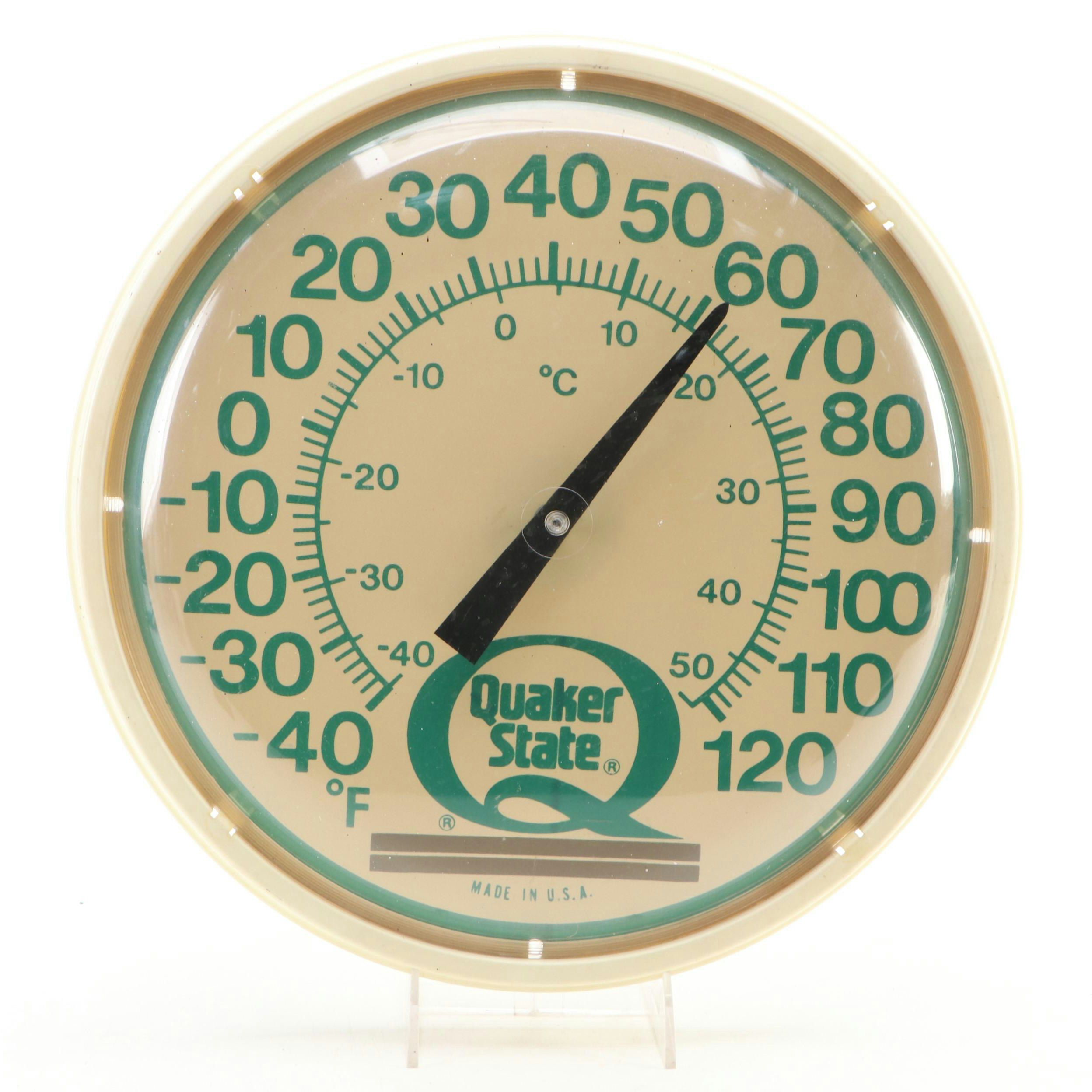 Quaker State Oil Advertising Dial Thermometer, Late 20th Century