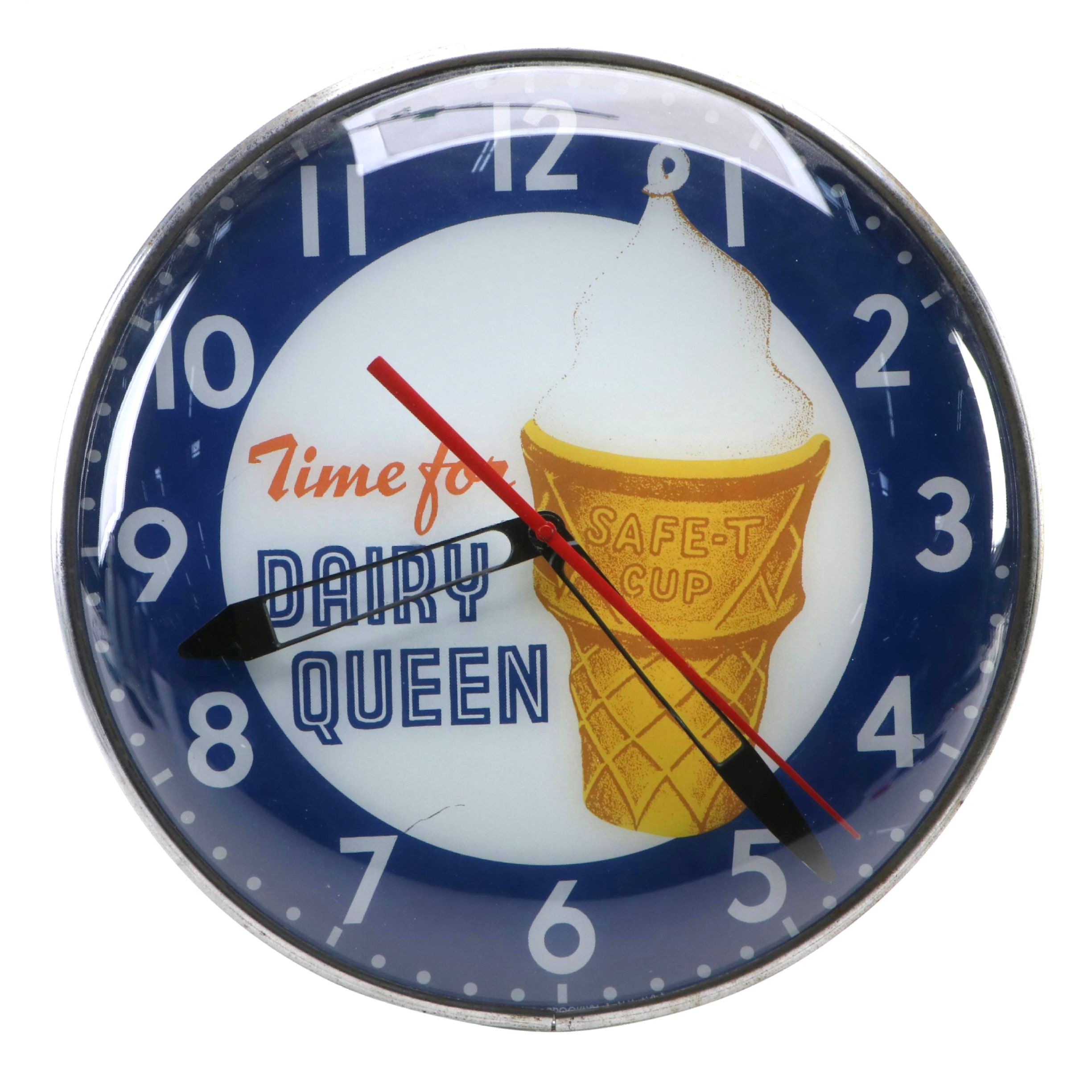Time For Dairy Queen Illuminated Advertising Wall Clock, Mid-20th Century