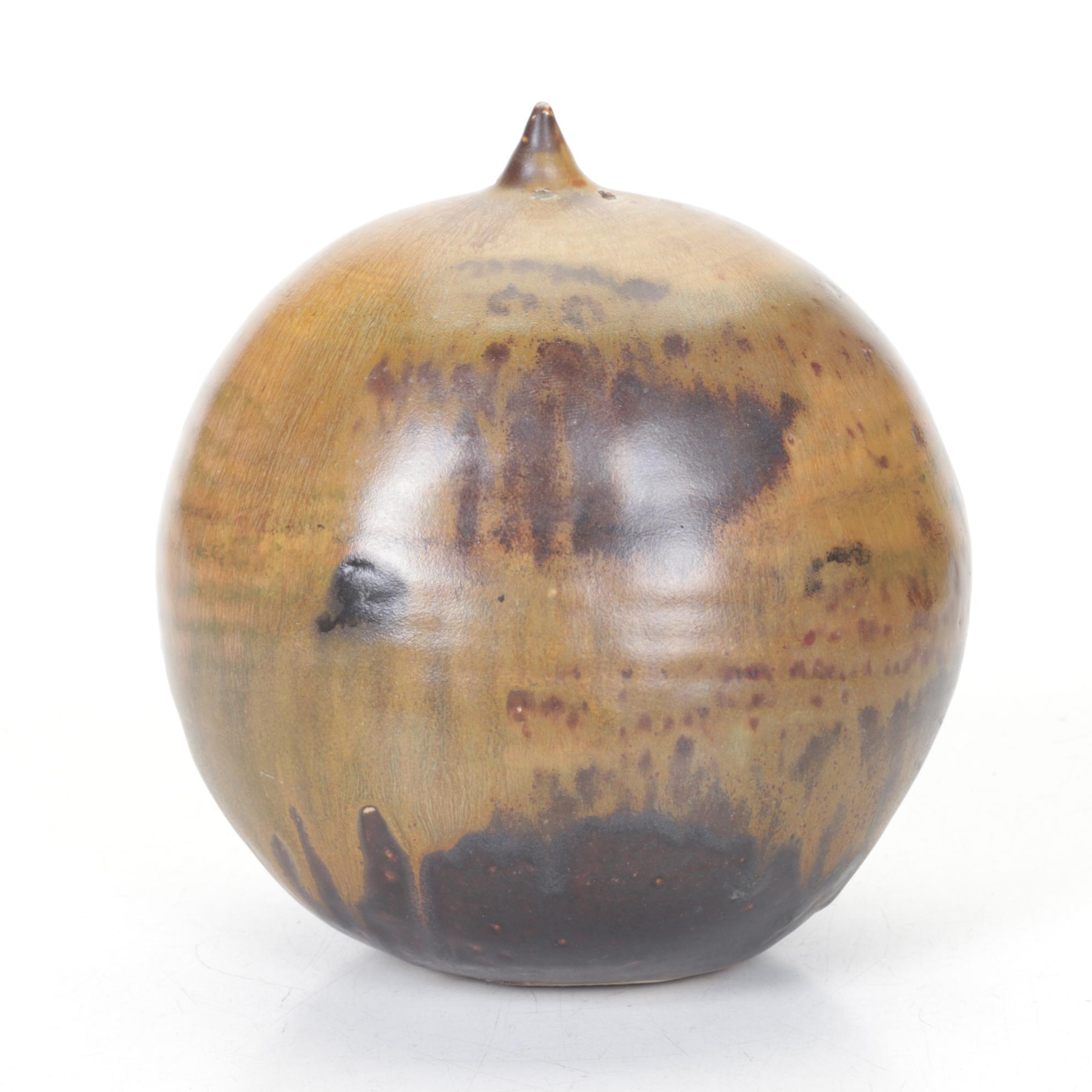 Toshiko Takaezu Glazed Ceramic Closed Form with Rattle