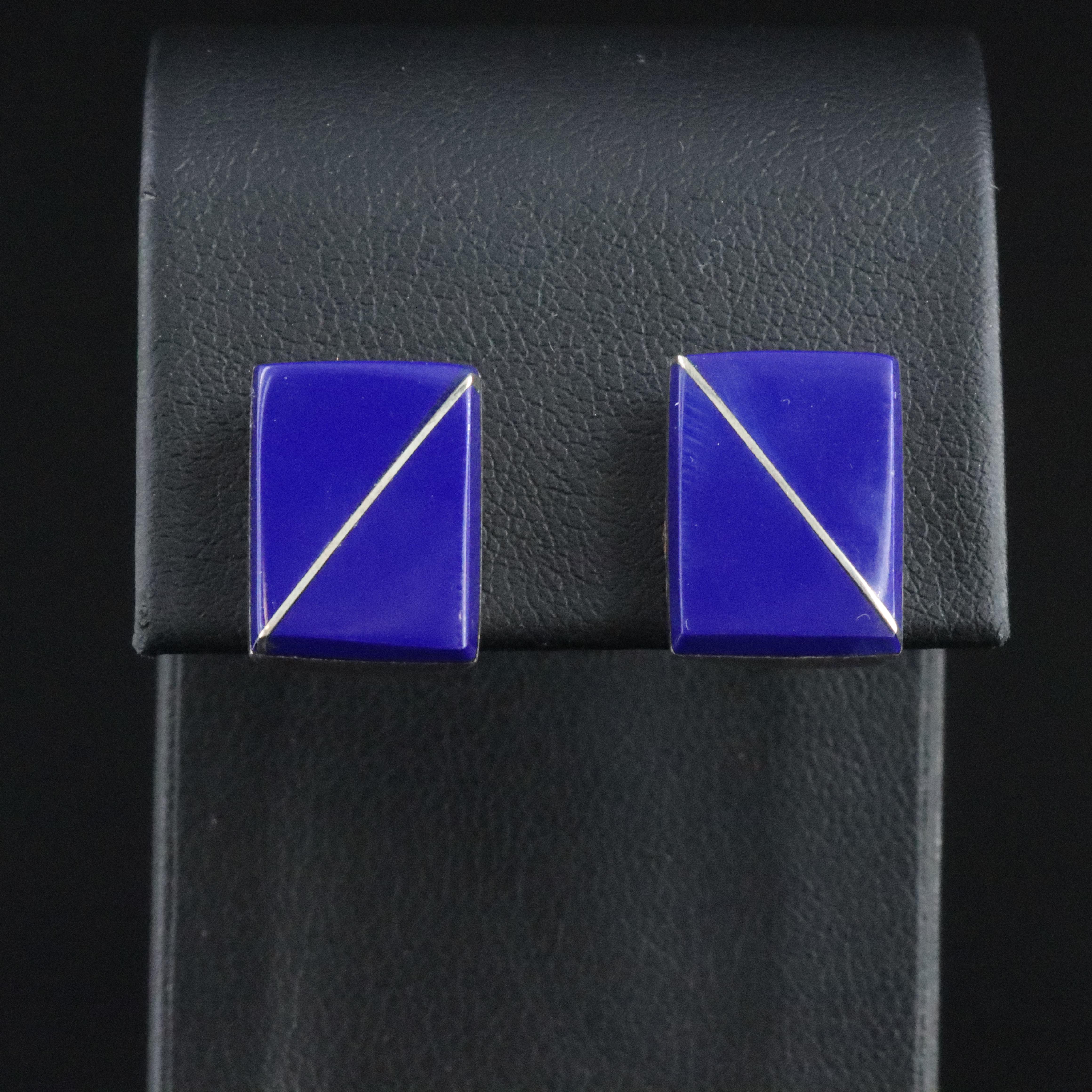 Mexican Sterling Faux Lapis Lazuli Earrings