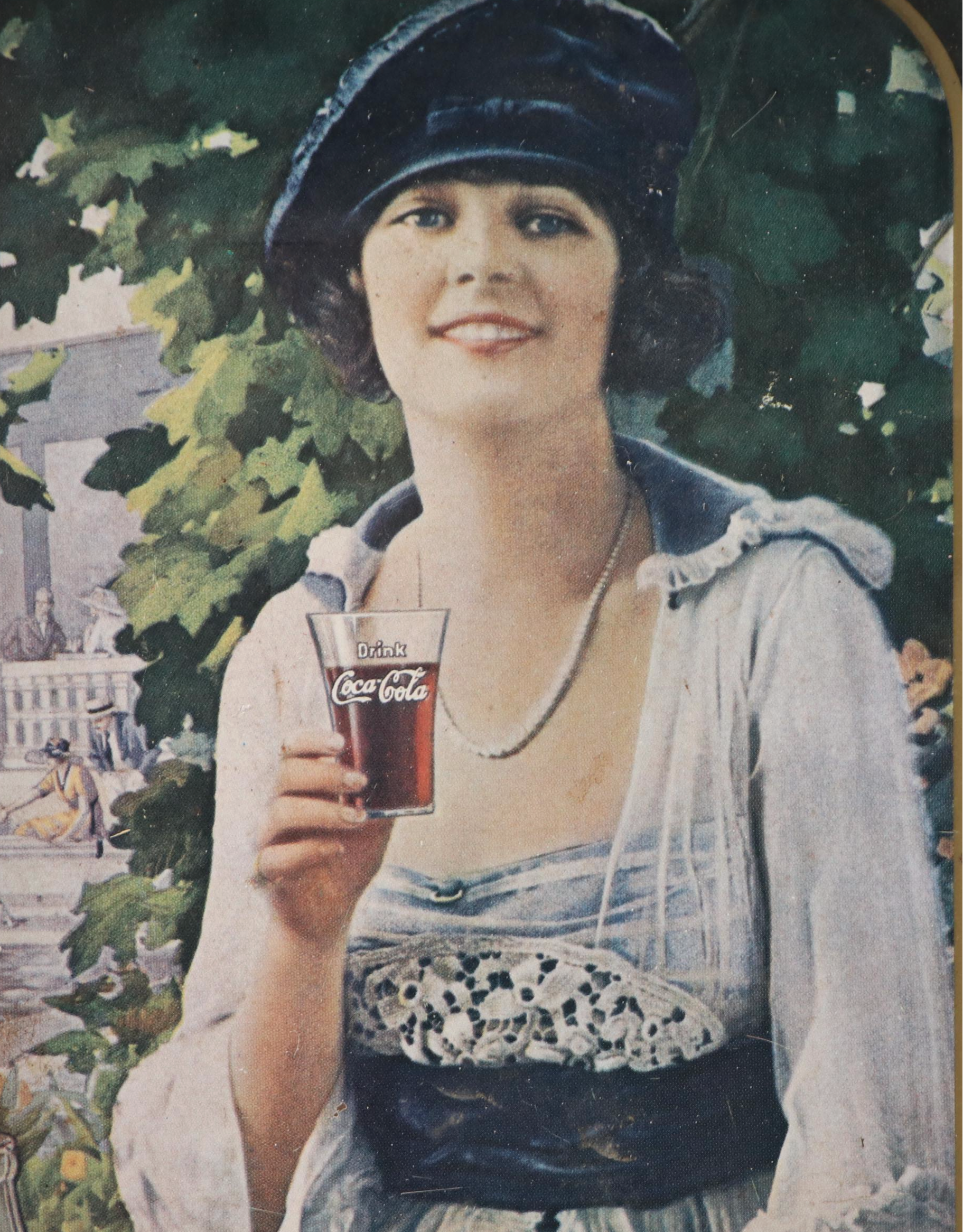 Coca-Cola Tin Lithograph Advertising Tray and Thermometer, Late 20th Century