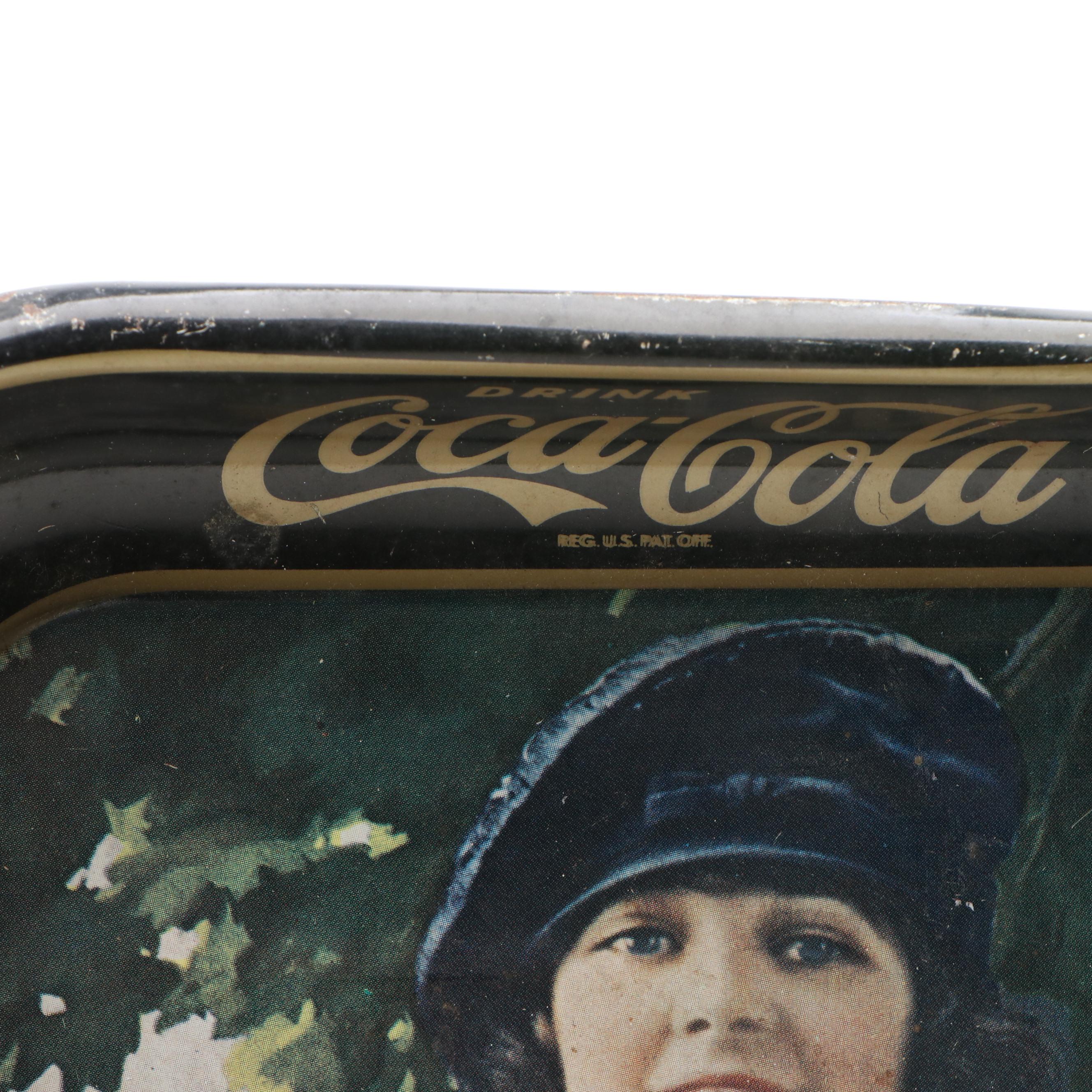 Coca-Cola Tin Lithograph Advertising Tray and Thermometer, Late 20th Century