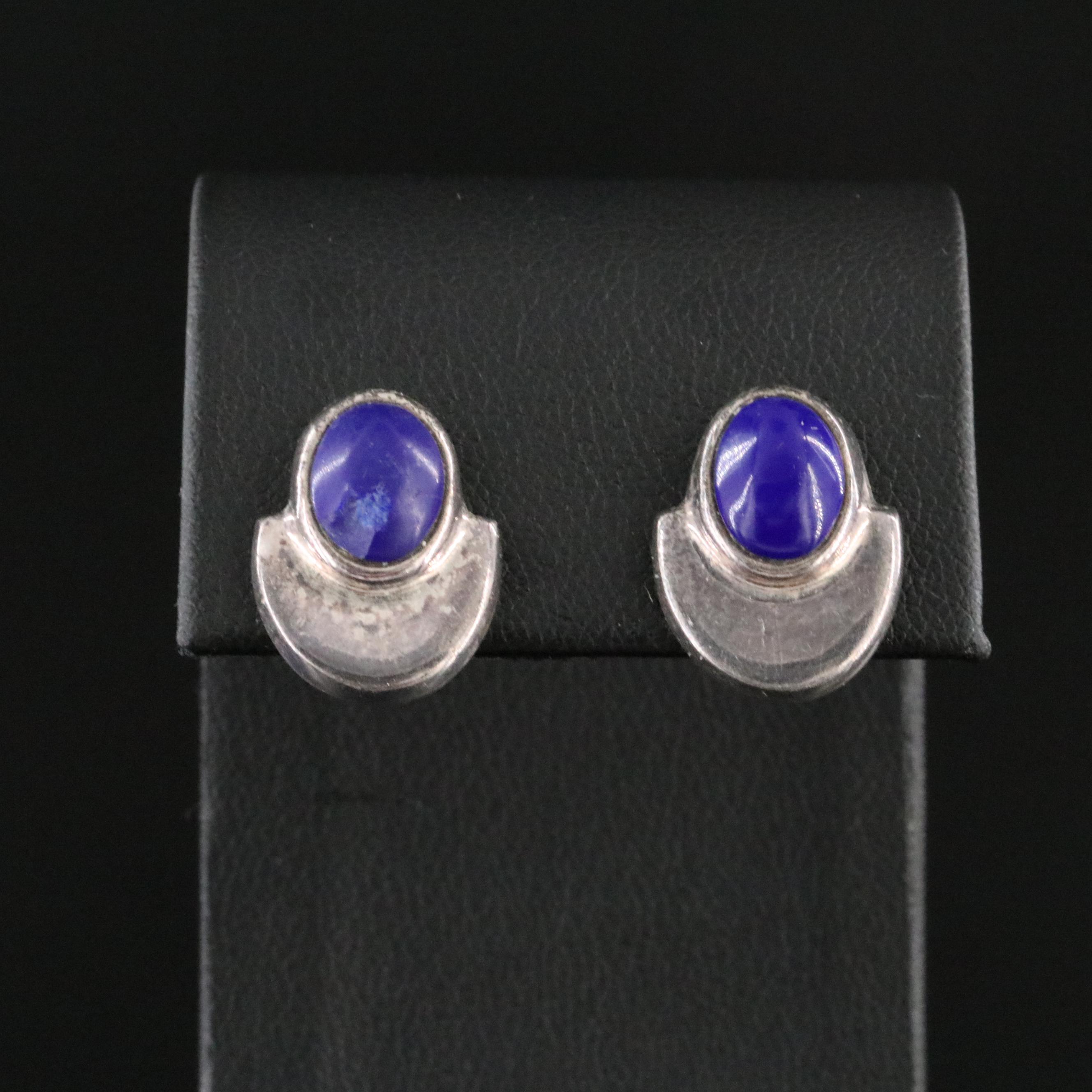 Mexican Sterling Faux Lapis Lazuli Earrings