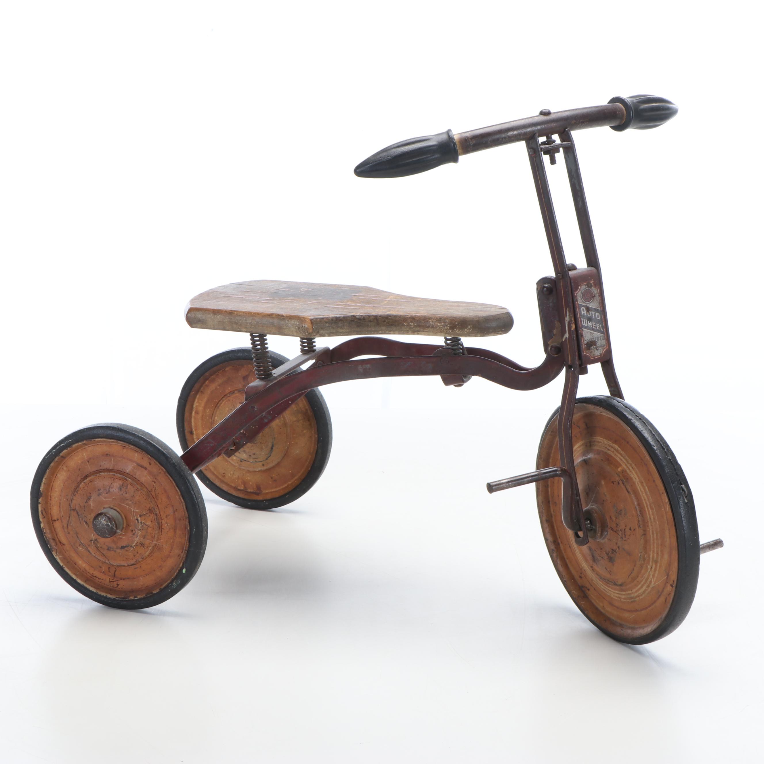 Antique Auto Wheel Wood and Iron Tricycle, ca. 1920s