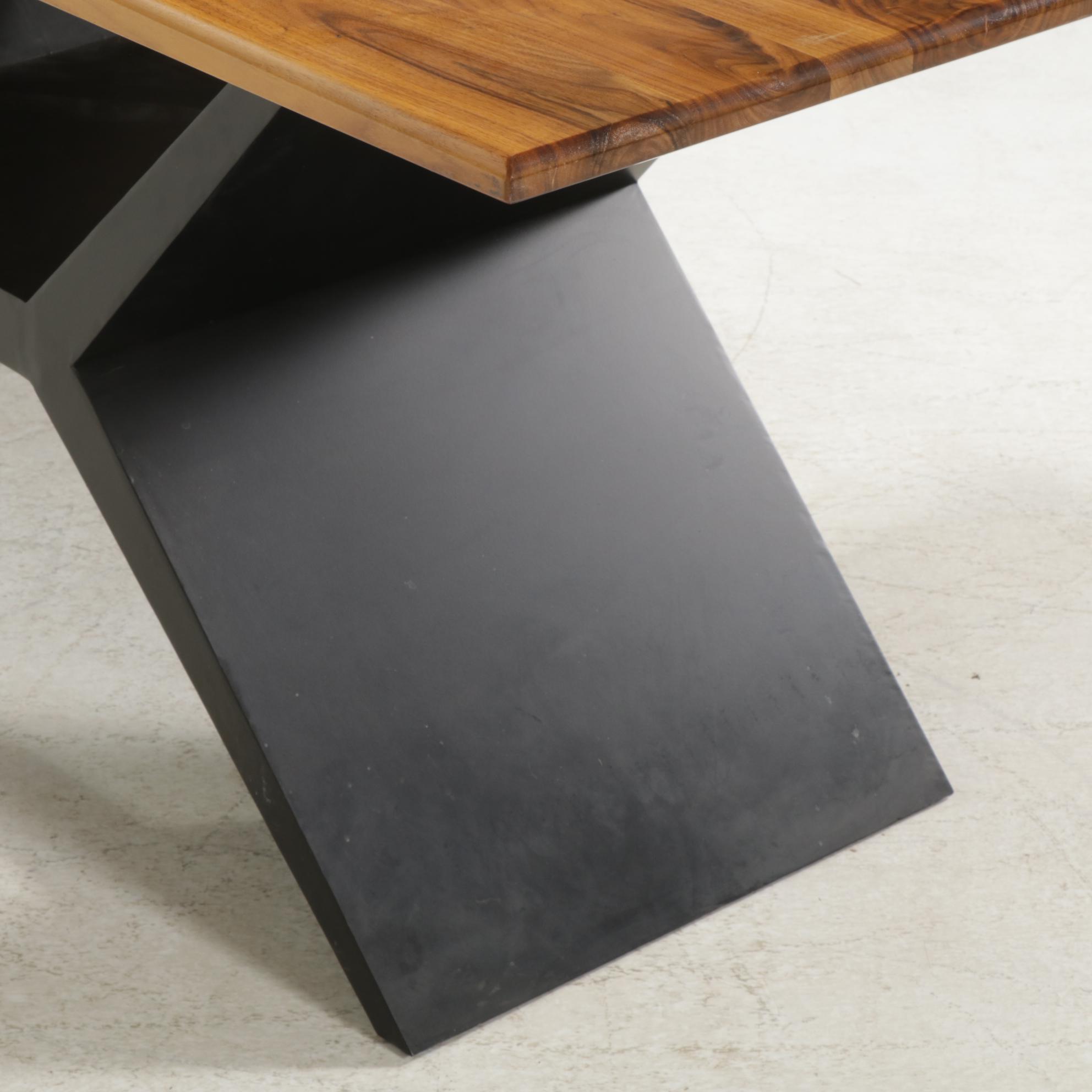 Arhaus "Jacob" Wood Dining Table with "Vertex" Base, Contemporary