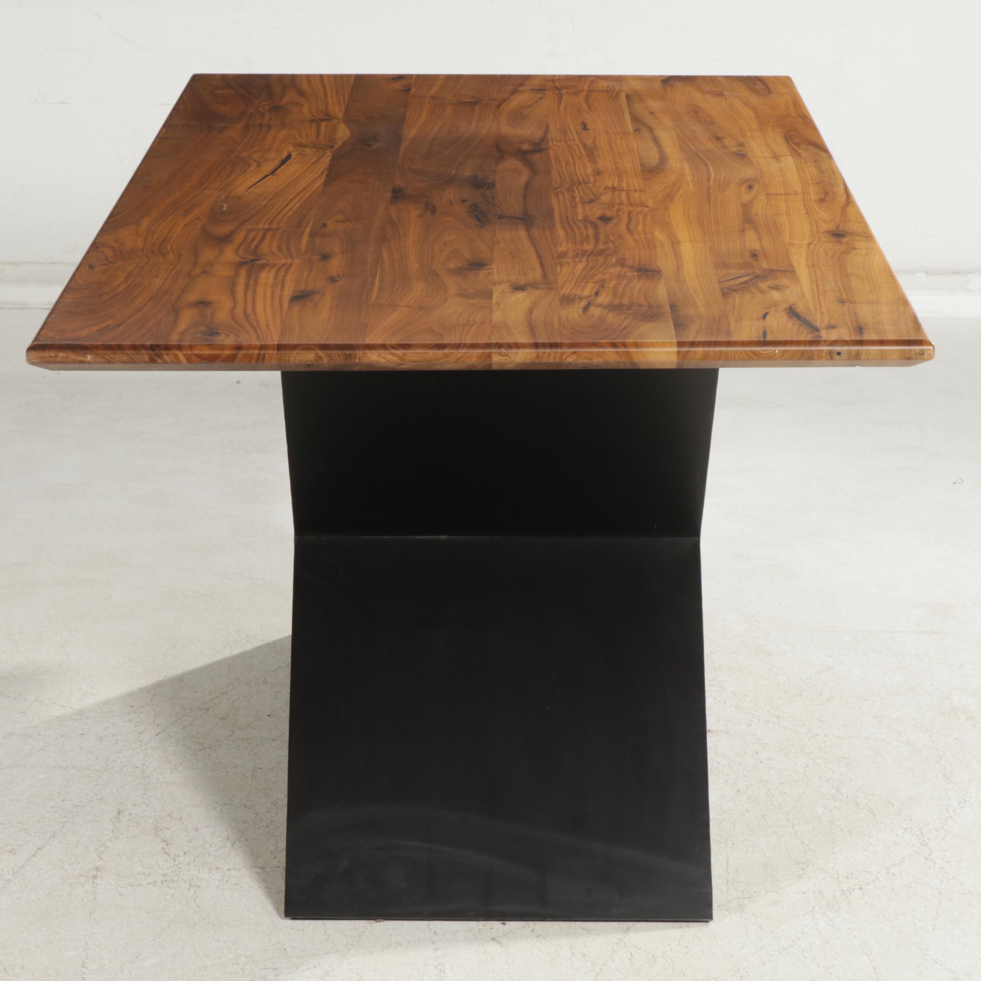Arhaus "Jacob" Wood Dining Table with "Vertex" Base, Contemporary
