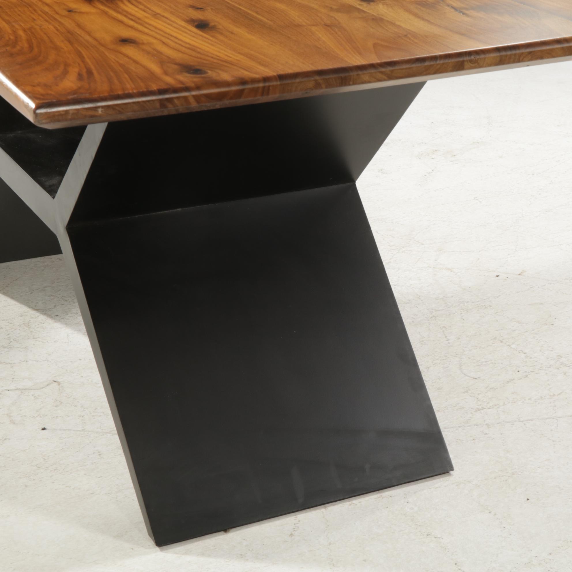 Arhaus "Jacob" Wood Dining Table with "Vertex" Base, Contemporary