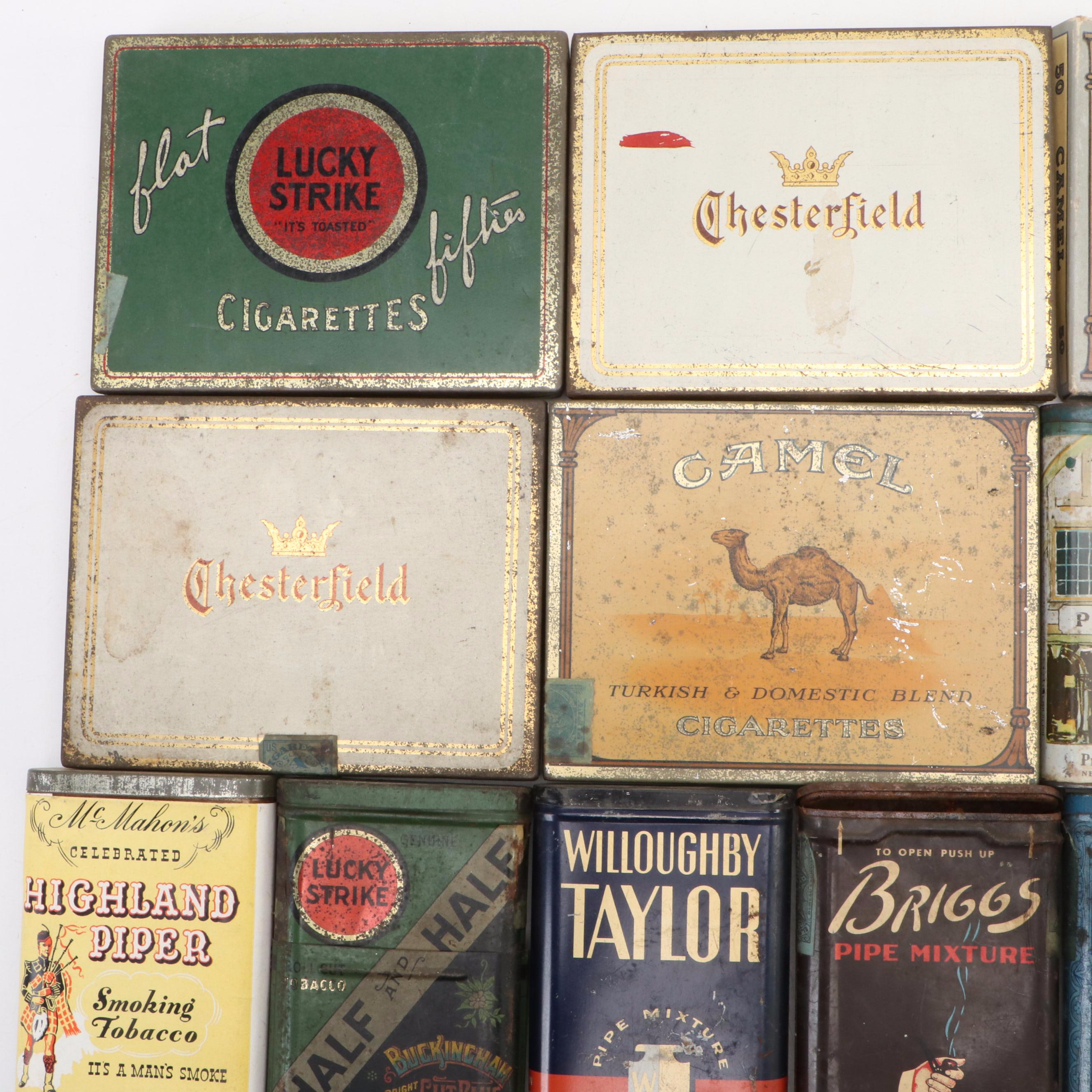 Camel, Chesterfield, Briggs, Bugler and More Tobacco and Cigarette Tins