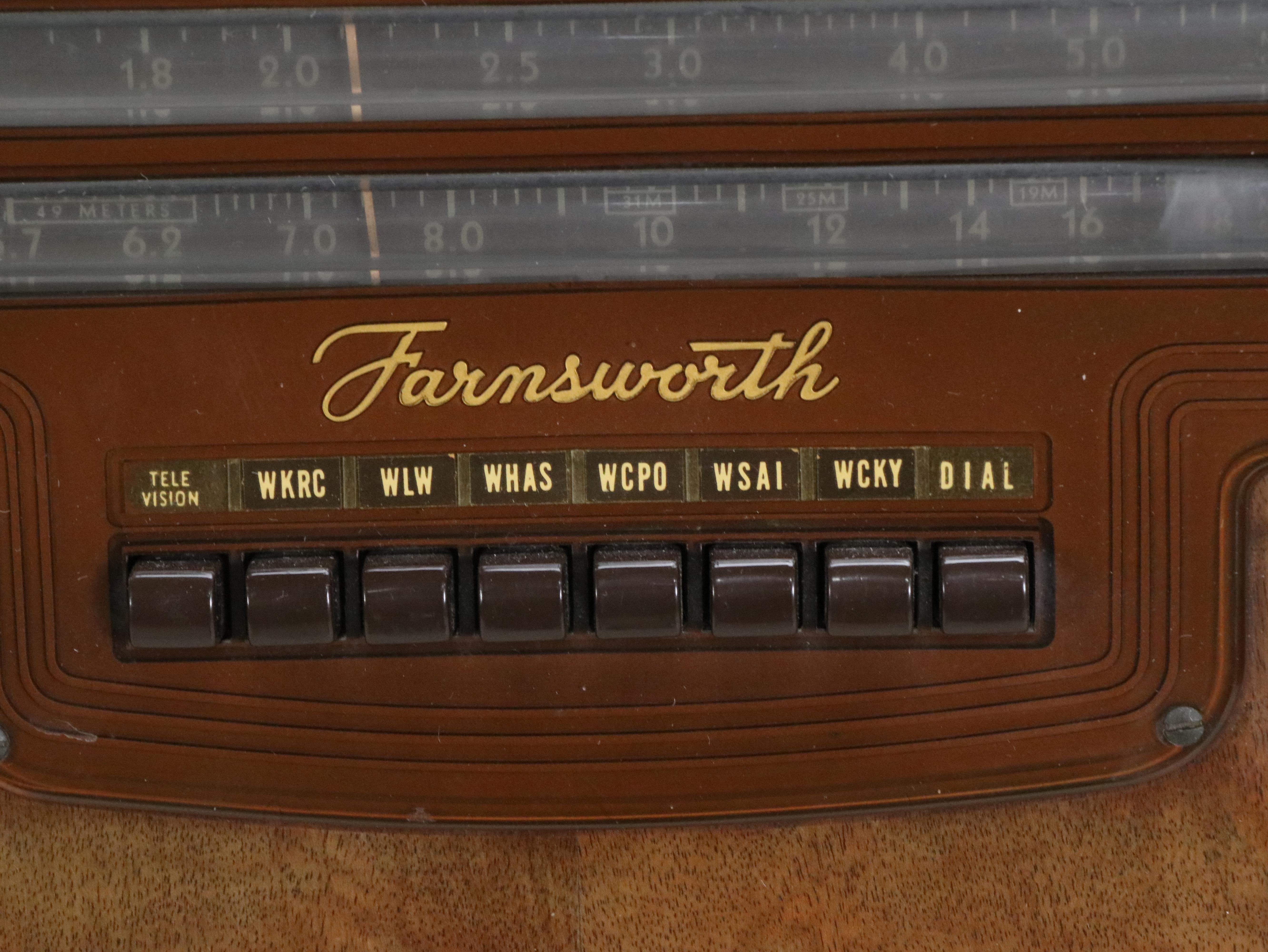Farnsworth AC-70 Art Deco Waterfall Wood Veneer and Acrylic Radio
