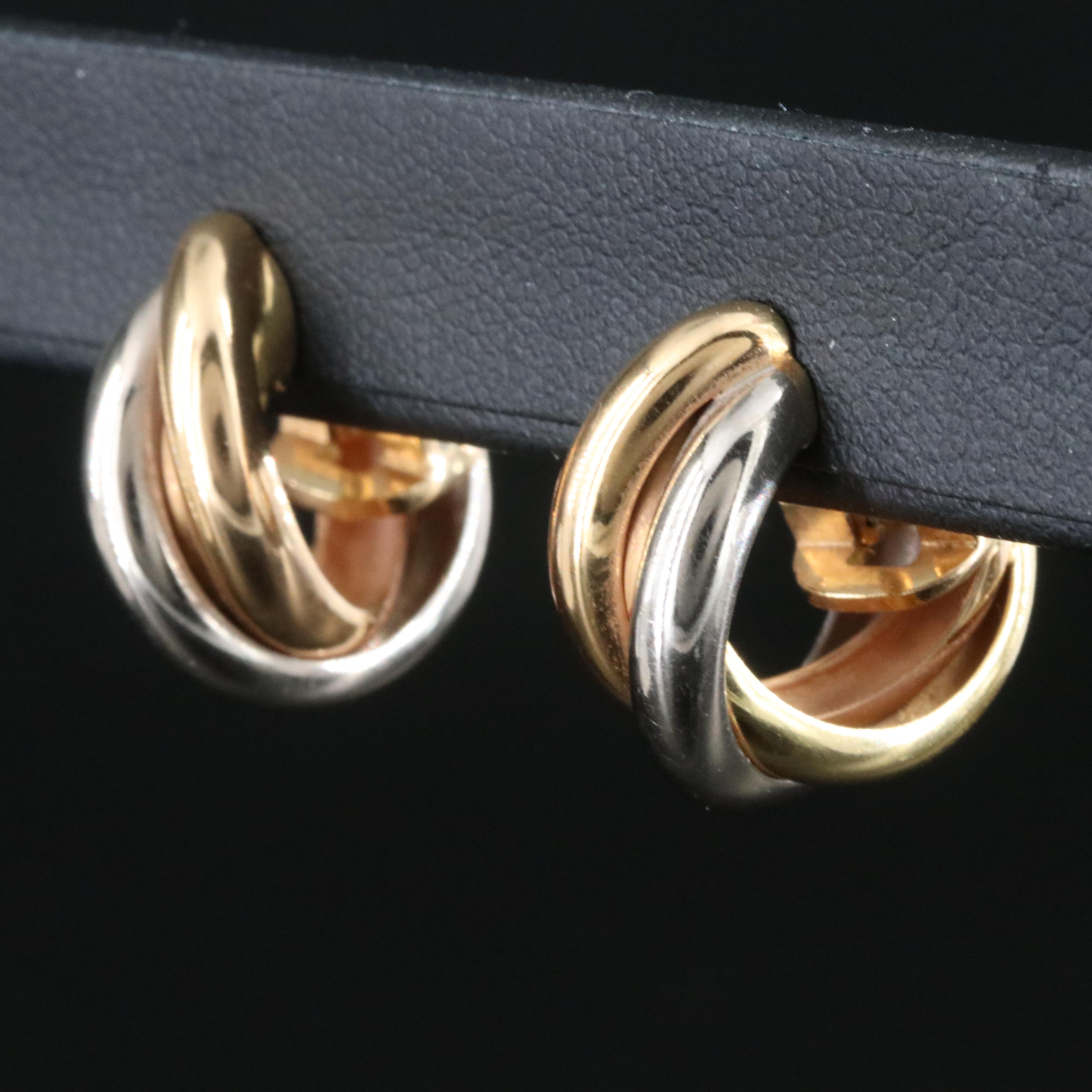 Cartier Trinity 18K Tri-Color Gold Hoop Earrings