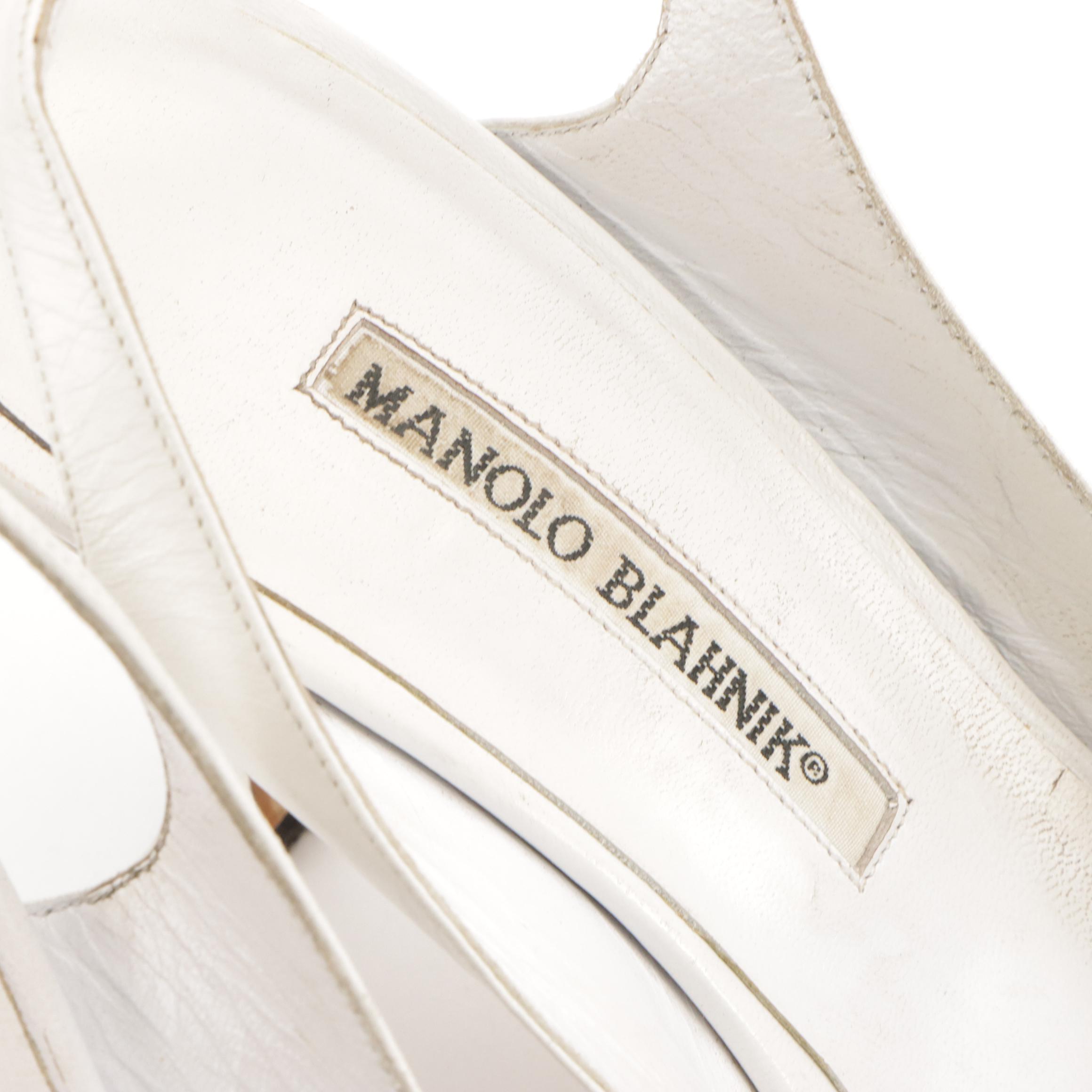 Jimmy Choo Ankle Wrap and Manolo Blahnik Open-Toed Bow Slingbacks in Leather