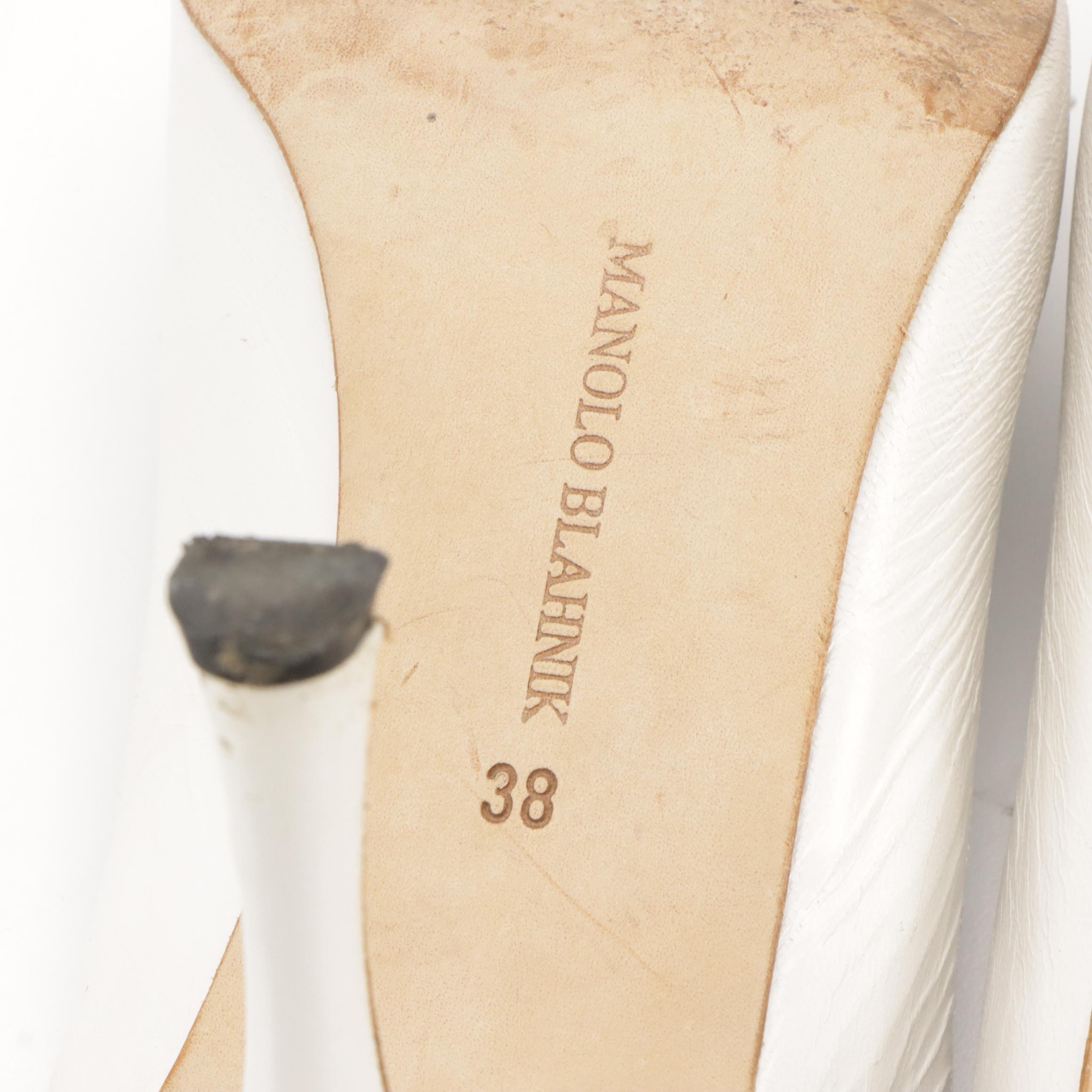 Jimmy Choo Ankle Wrap and Manolo Blahnik Open-Toed Bow Slingbacks in Leather