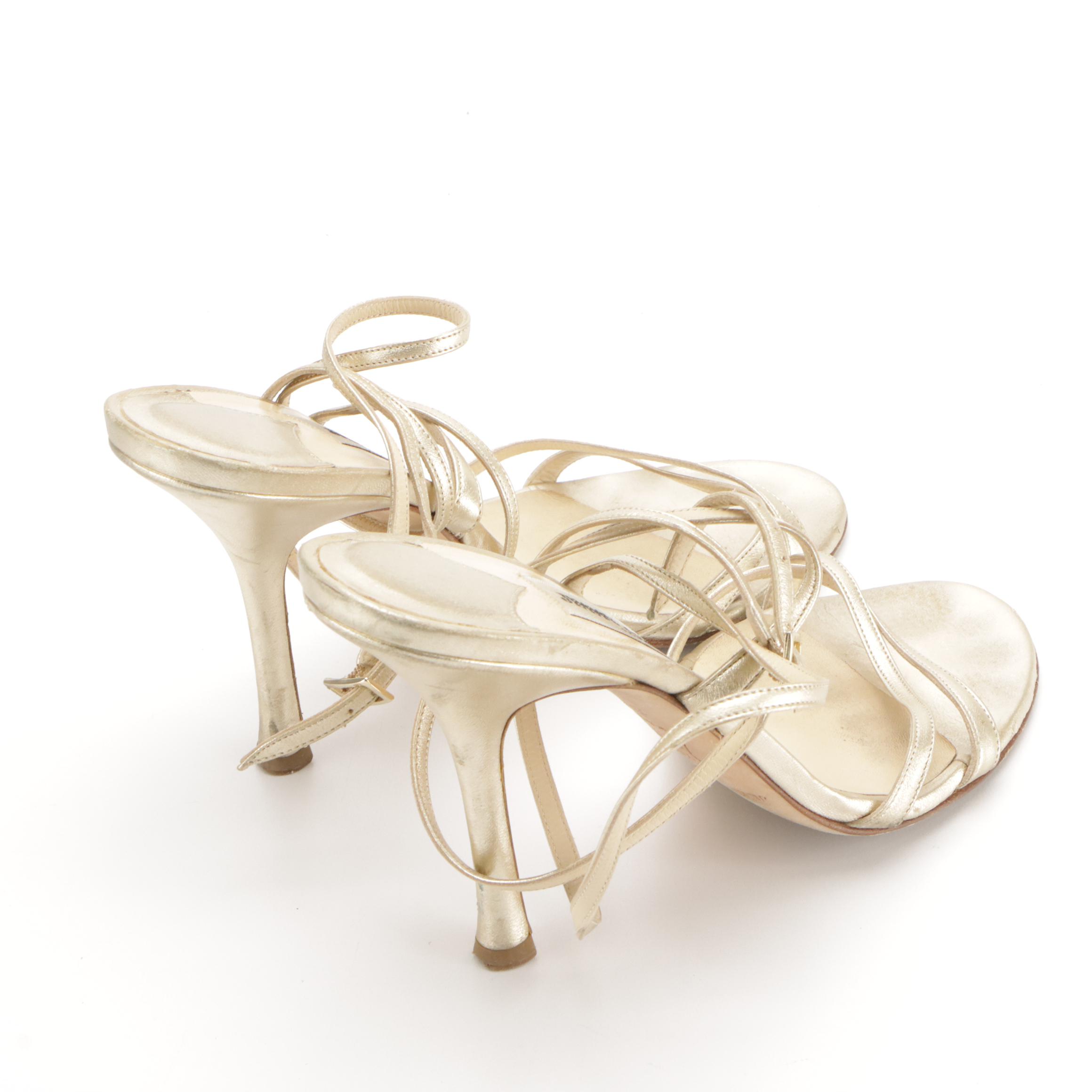 Jimmy Choo Ankle Wrap and Manolo Blahnik Open-Toed Bow Slingbacks in Leather