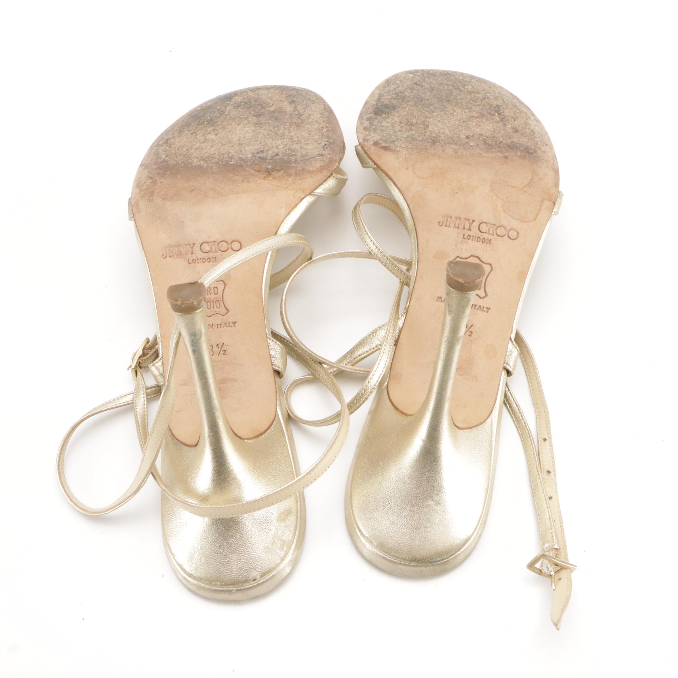 Jimmy Choo Ankle Wrap and Manolo Blahnik Open-Toed Bow Slingbacks in Leather