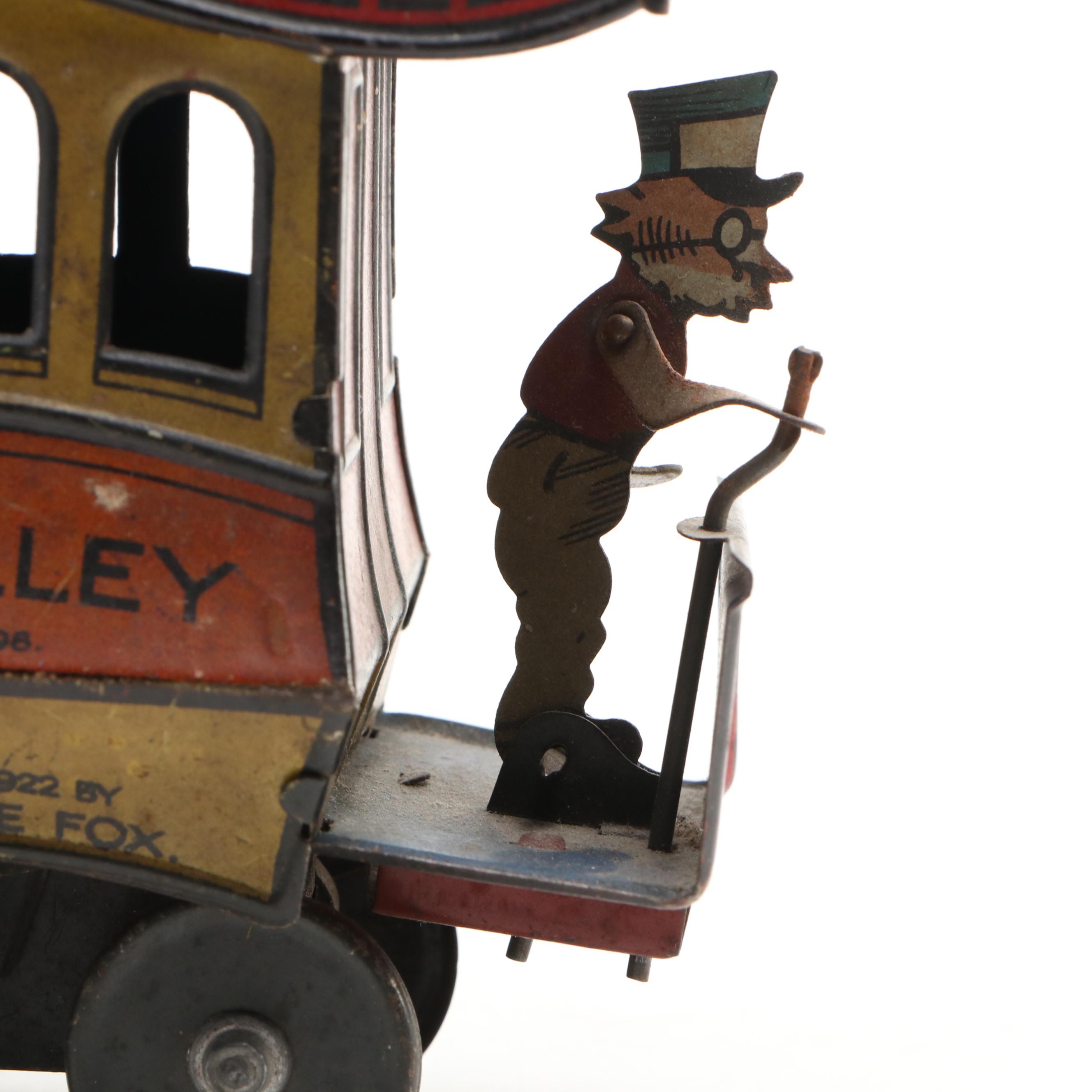 German Fontaine Fox "Toonerville Trolley" Tin Lithograph Wind-Up Toy, 1920s