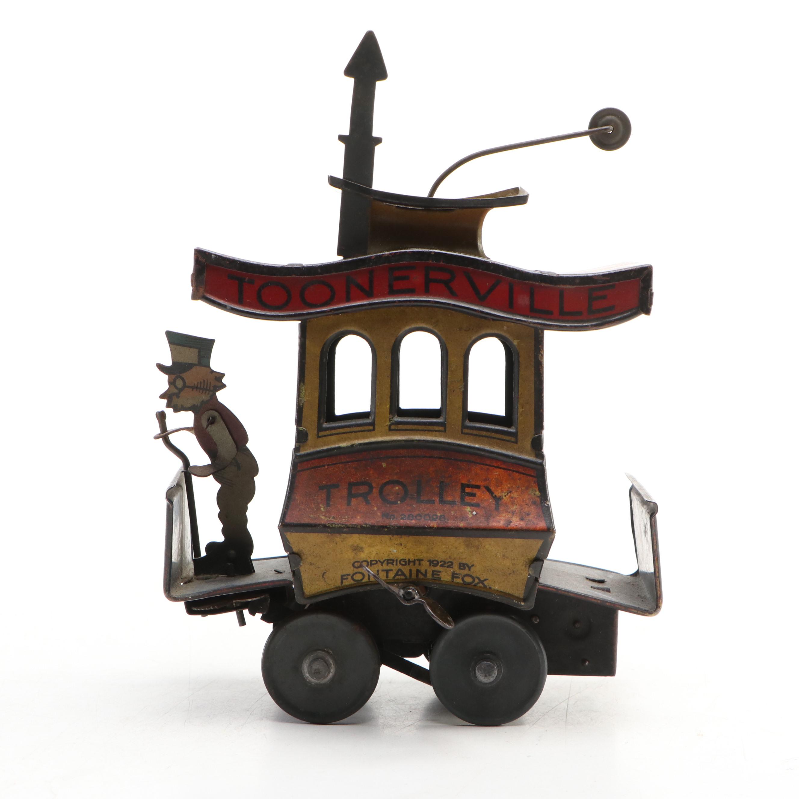 German Fontaine Fox "Toonerville Trolley" Tin Lithograph Wind-Up Toy, 1920s