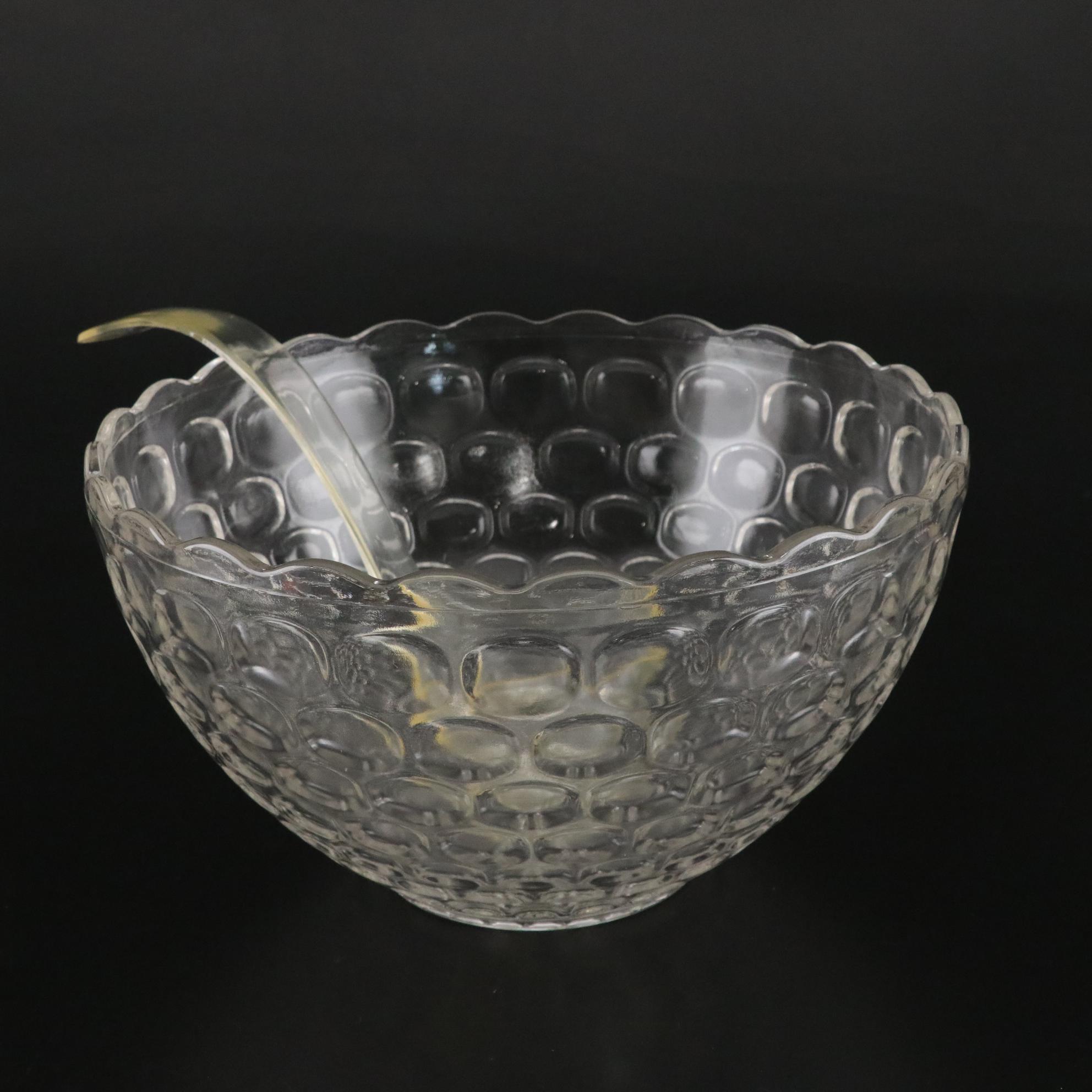 Federal Glass Jubilee Punch Bowl Set with Display Hooks, Mid-20th Century