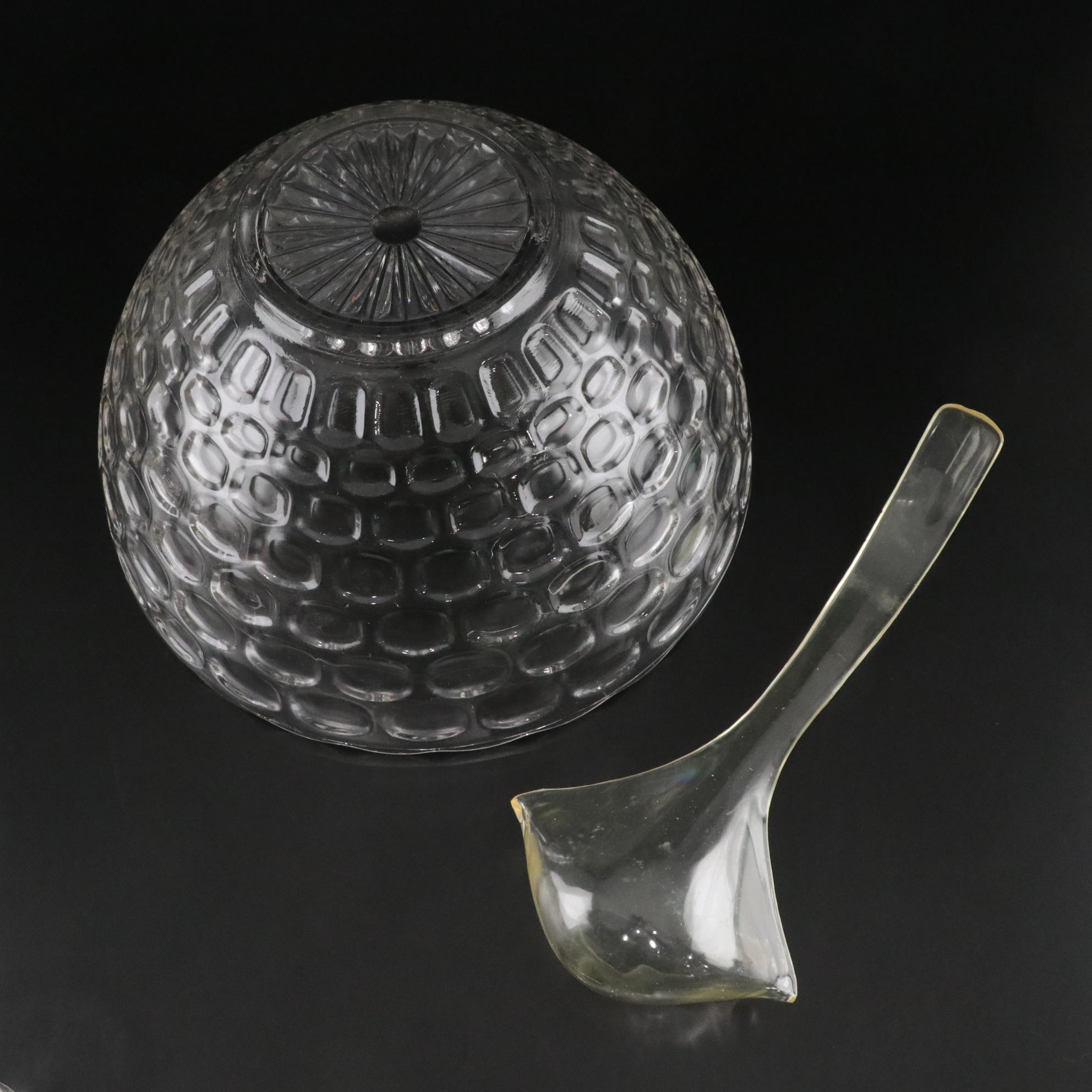 Federal Glass Jubilee Punch Bowl Set with Display Hooks, Mid-20th Century