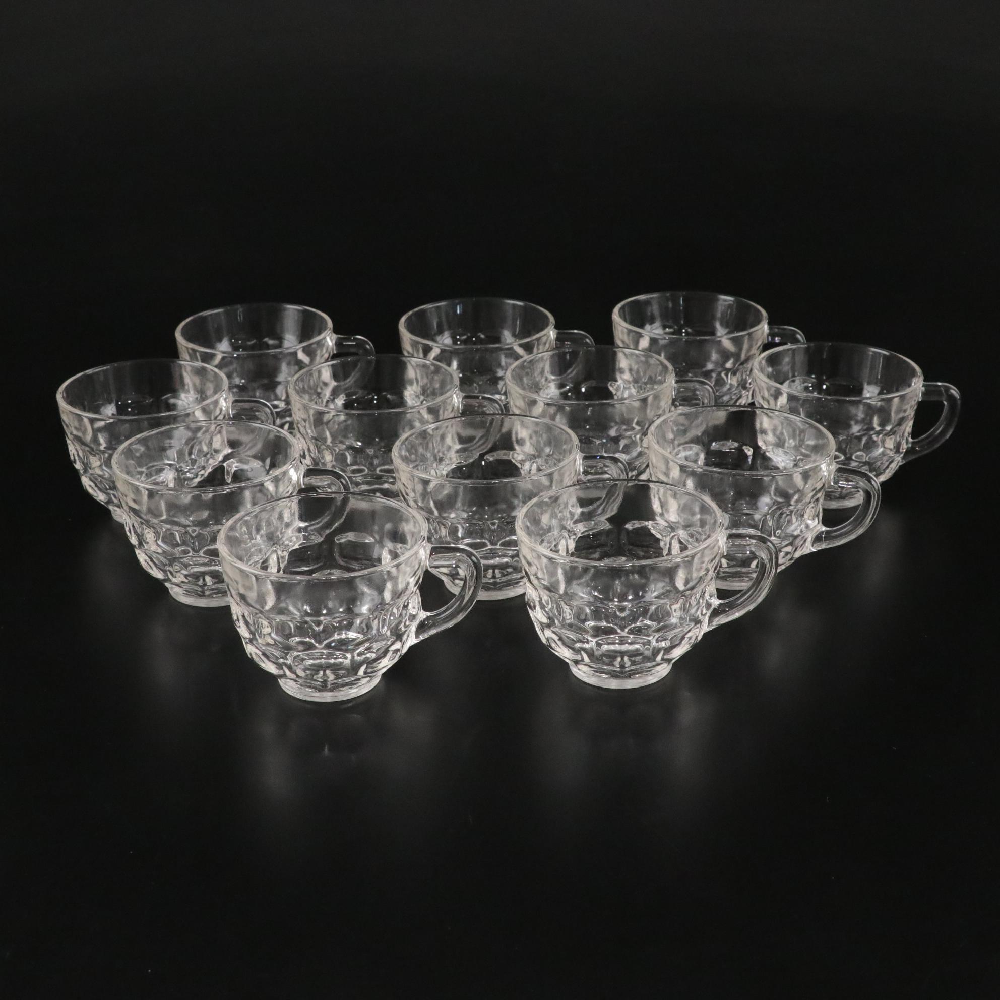 Federal Glass Jubilee Punch Bowl Set with Display Hooks, Mid-20th Century