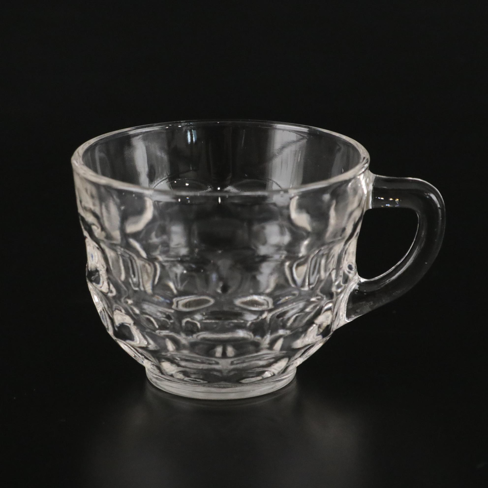 Federal Glass Jubilee Punch Bowl Set with Display Hooks, Mid-20th Century