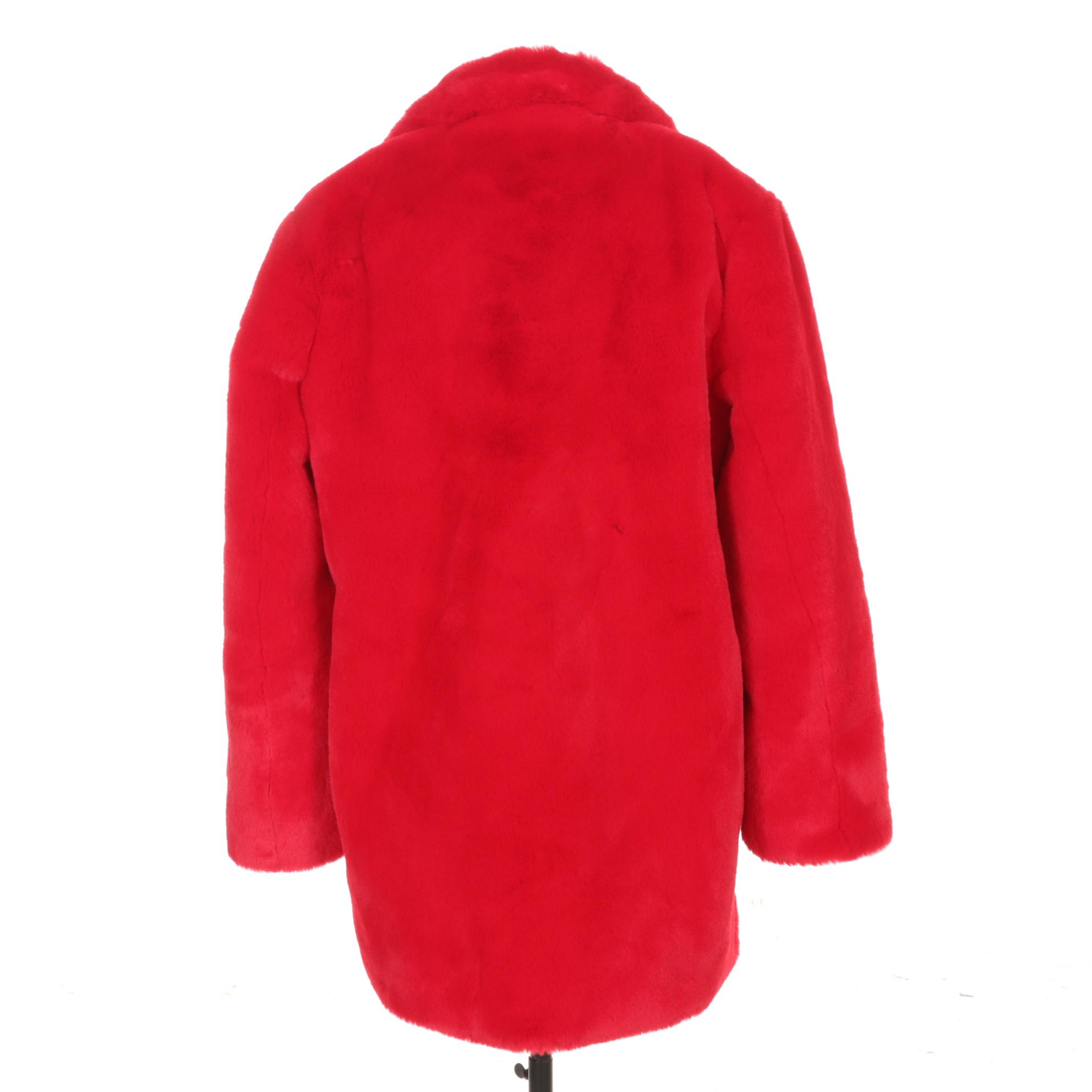 Apparis "Sophie" Faux Fur Coat in Crimson Red