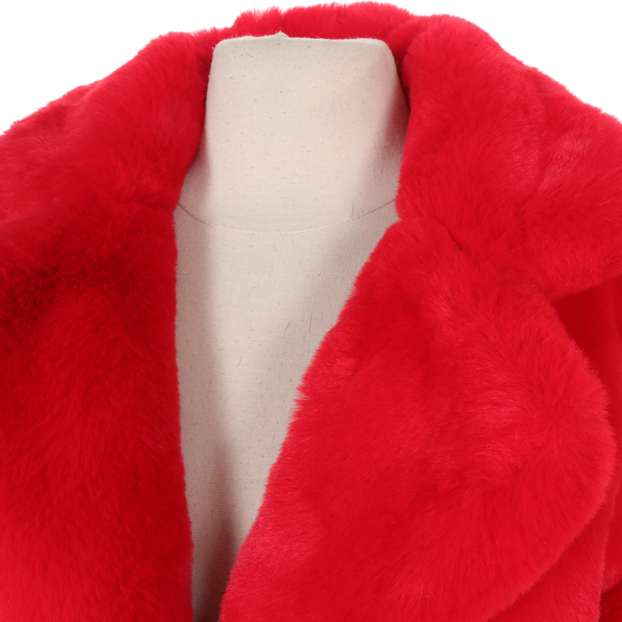 Apparis "Sophie" Faux Fur Coat in Crimson Red