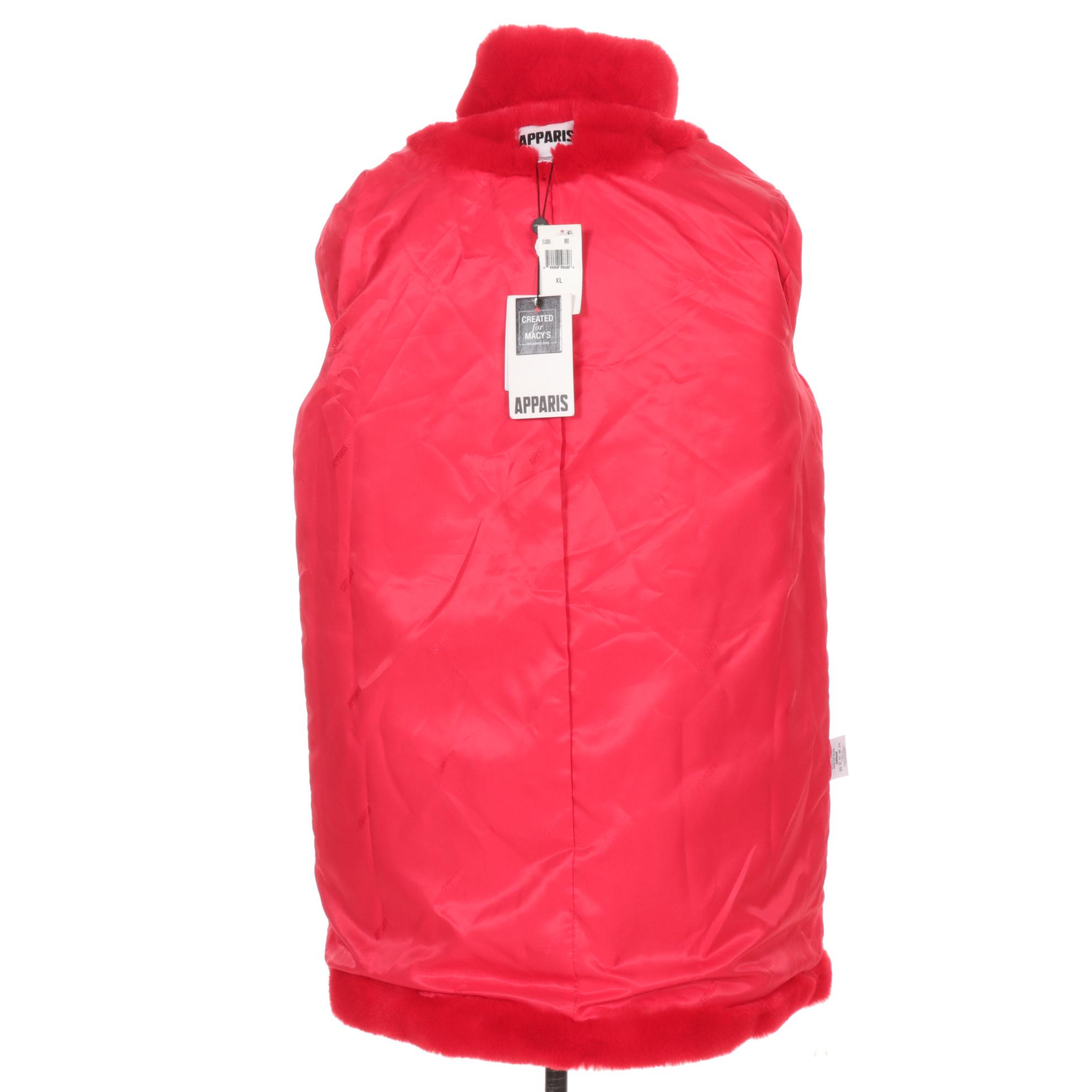 Apparis "Sophie" Faux Fur Coat in Crimson Red