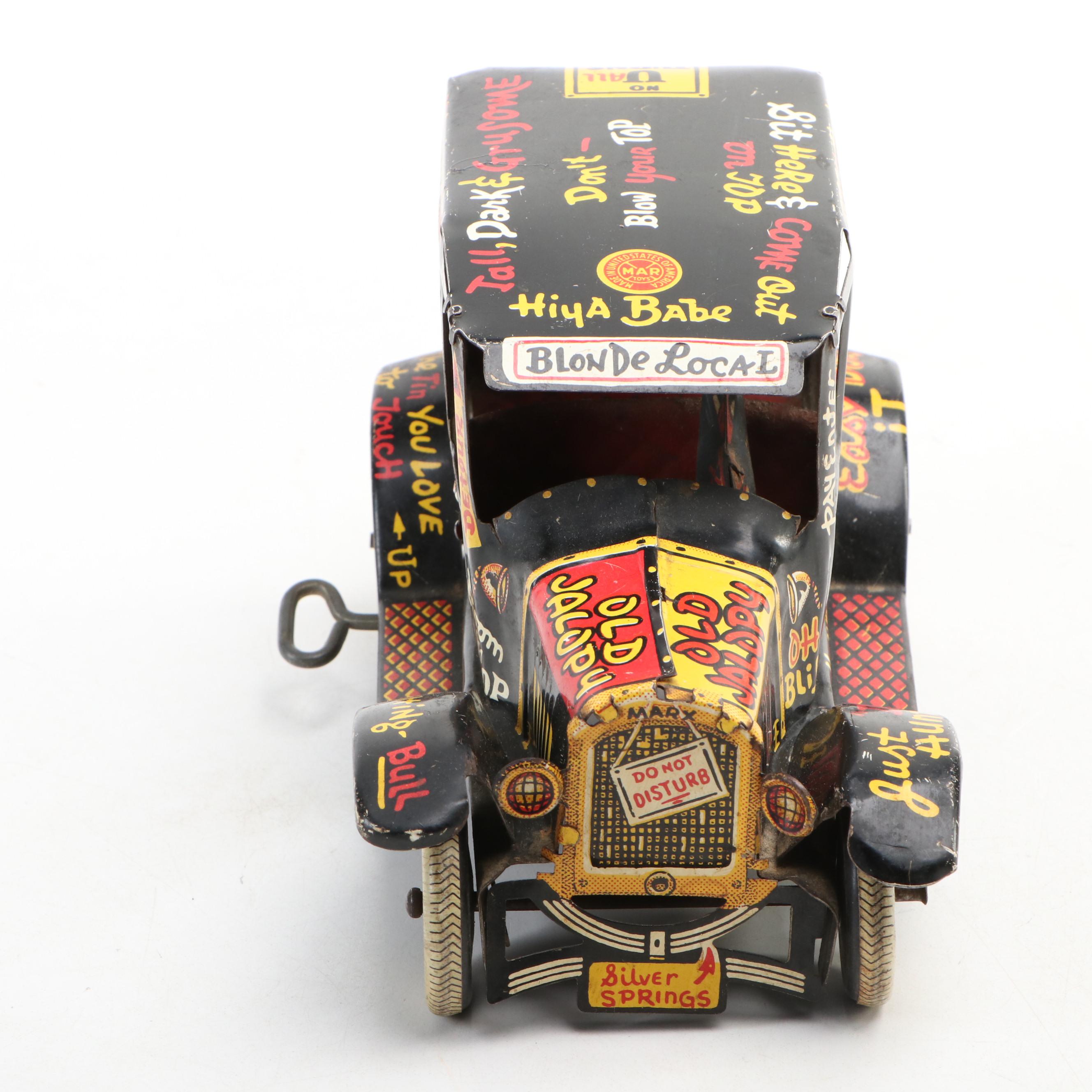 Marx "Old Jalopy" Tin Lithograph Wind-Up Toy Car, Mid-20th Century
