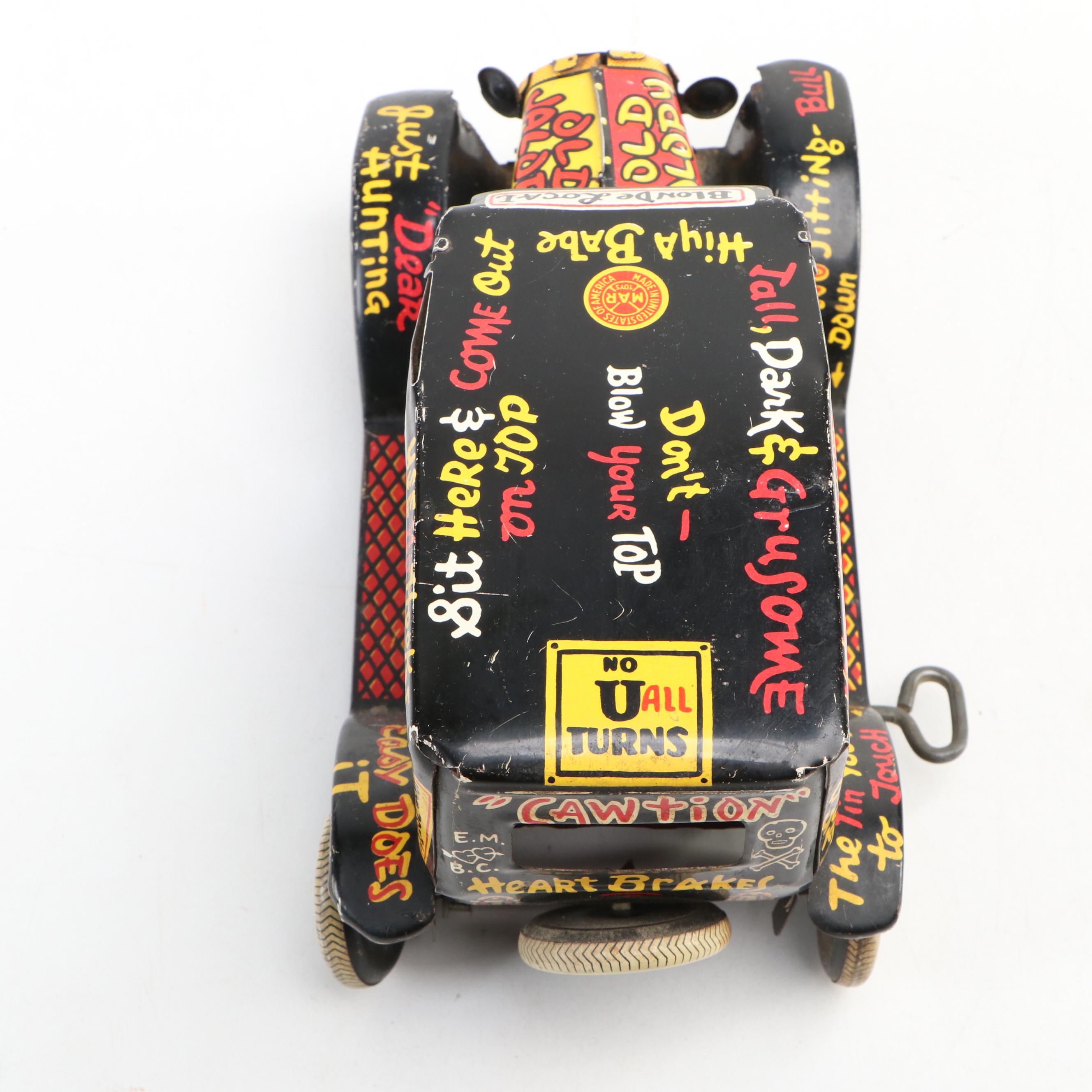 Marx "Old Jalopy" Tin Lithograph Wind-Up Toy Car, Mid-20th Century