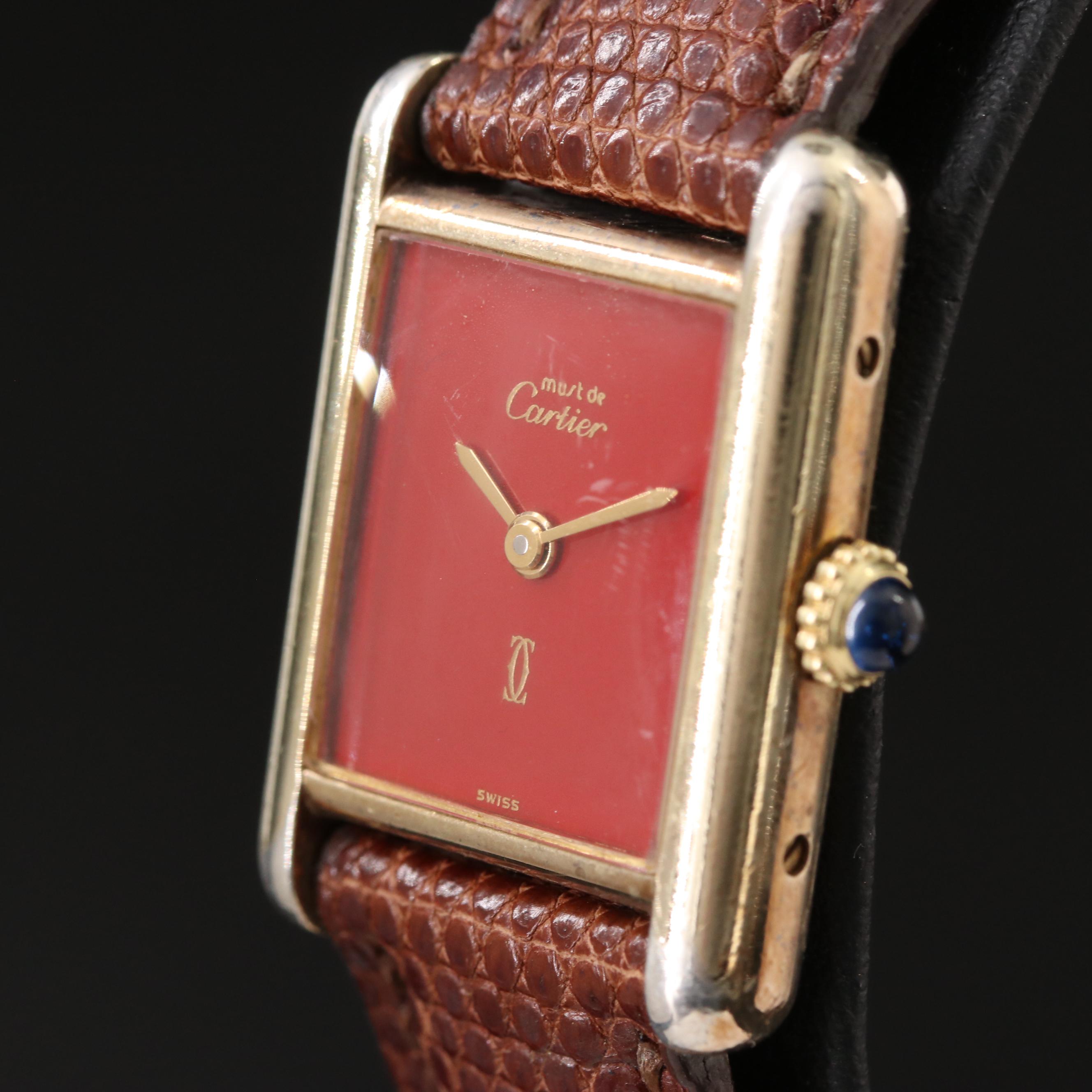 Cartier Tank Must de Cartier 21mm Gold-Plated Sterling Silver Manual Wind Watch