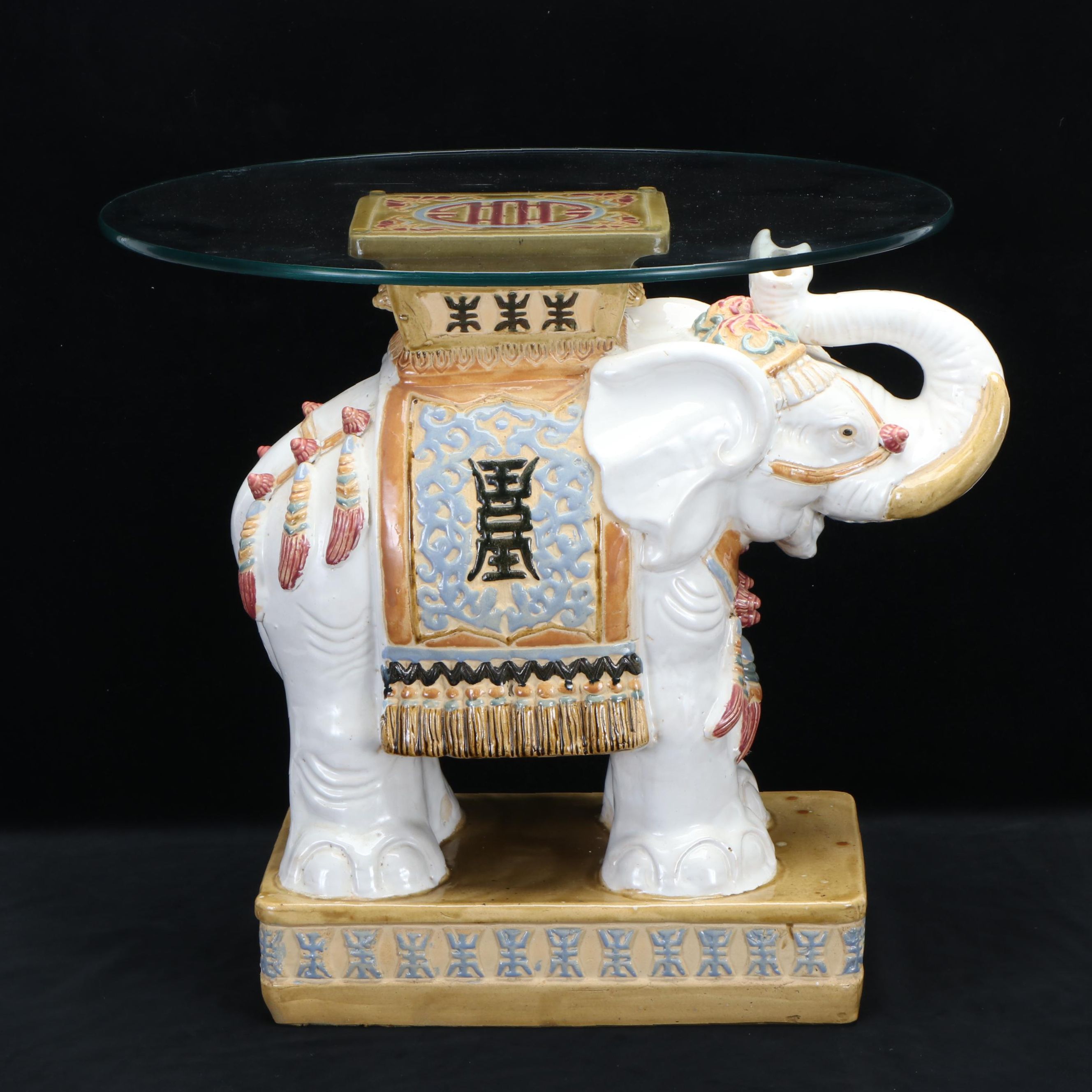 Chinese Style Ceramic Elephant Side Table