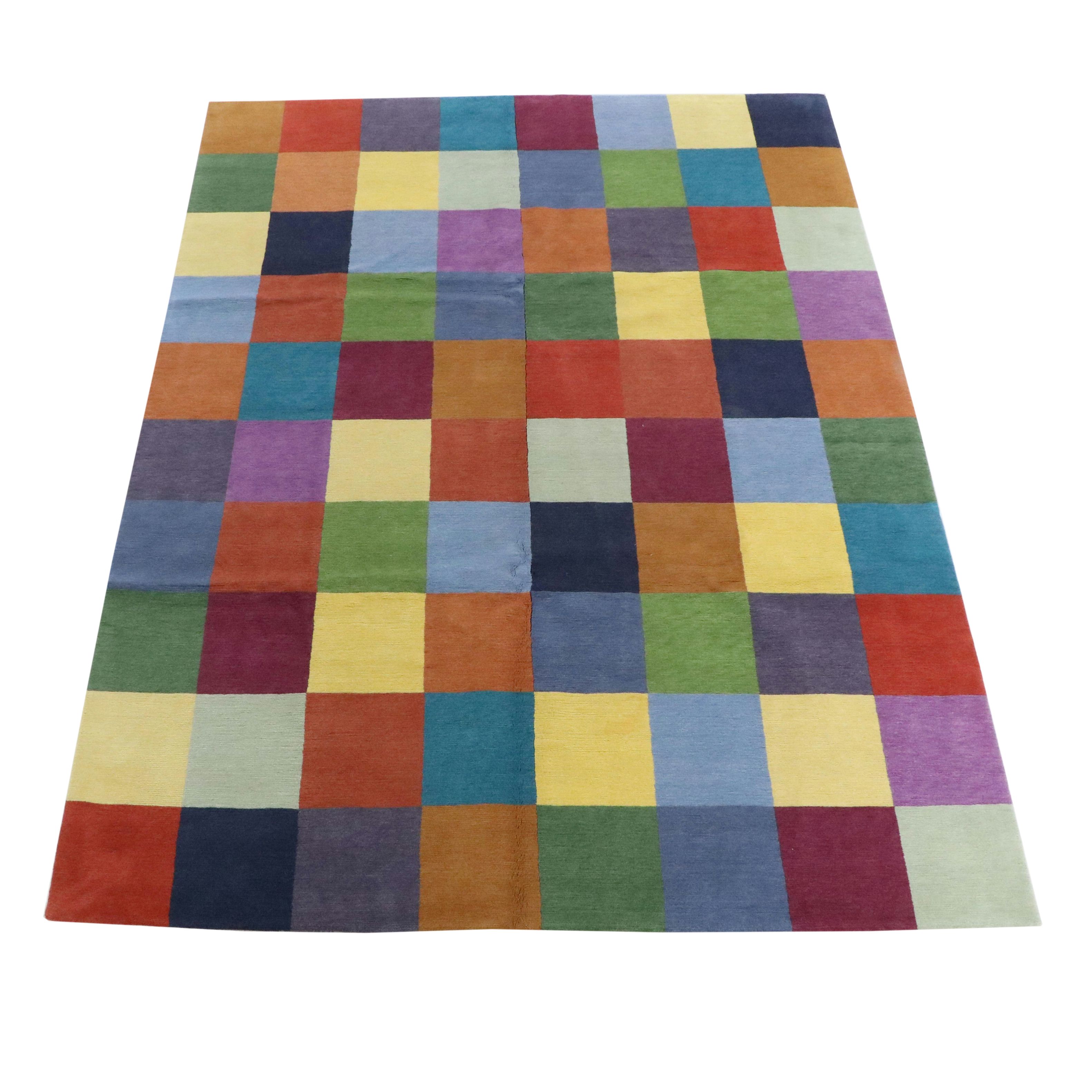 8'10 x 12'1 Hand-Knotted Solomon's Collection Color Block Area Rug