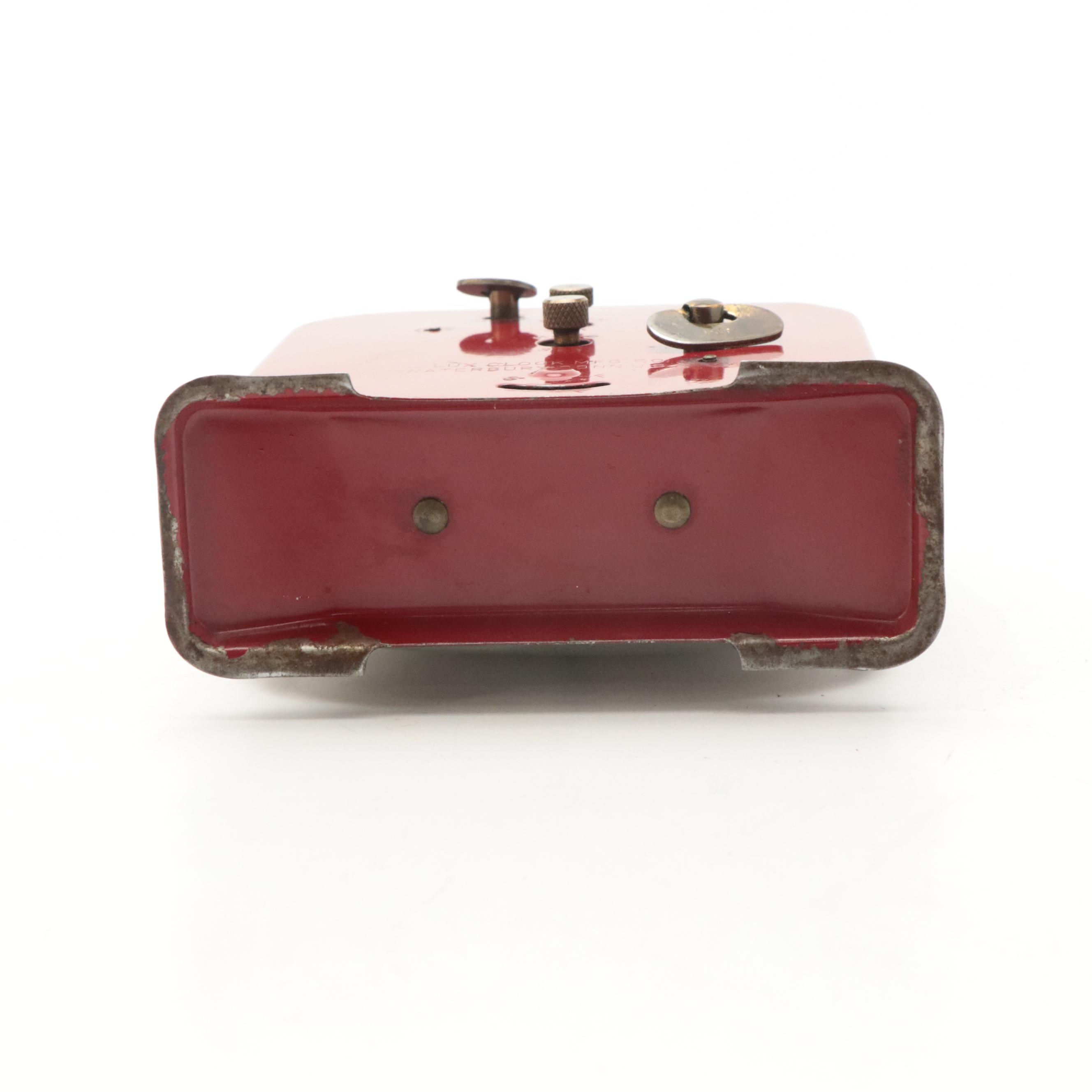 Lux Clock Mfg. Co. Spinning Wheel Alarm Clock, Mid-20th Century