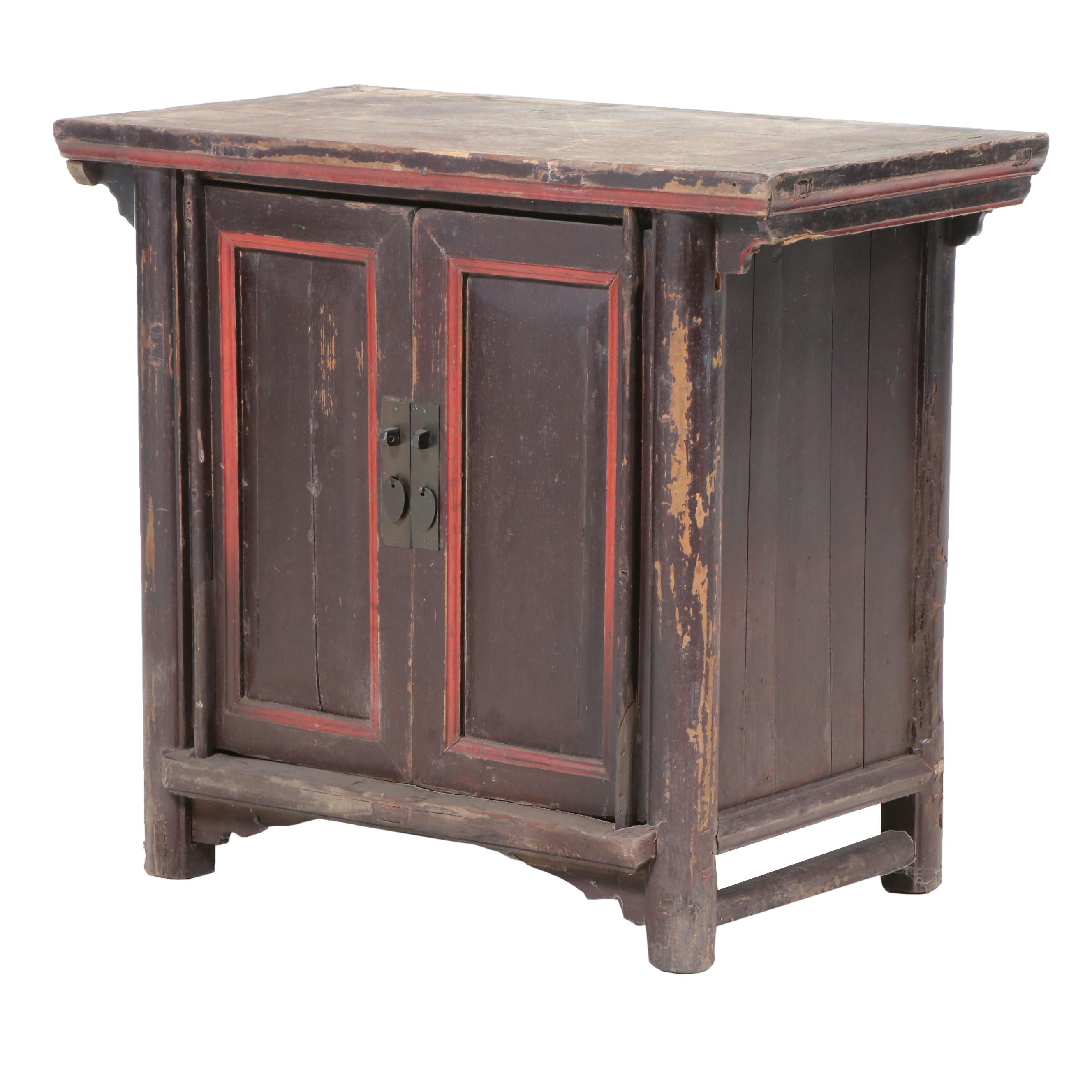 Chinese Lacquered Wood Two-Door Cabinet