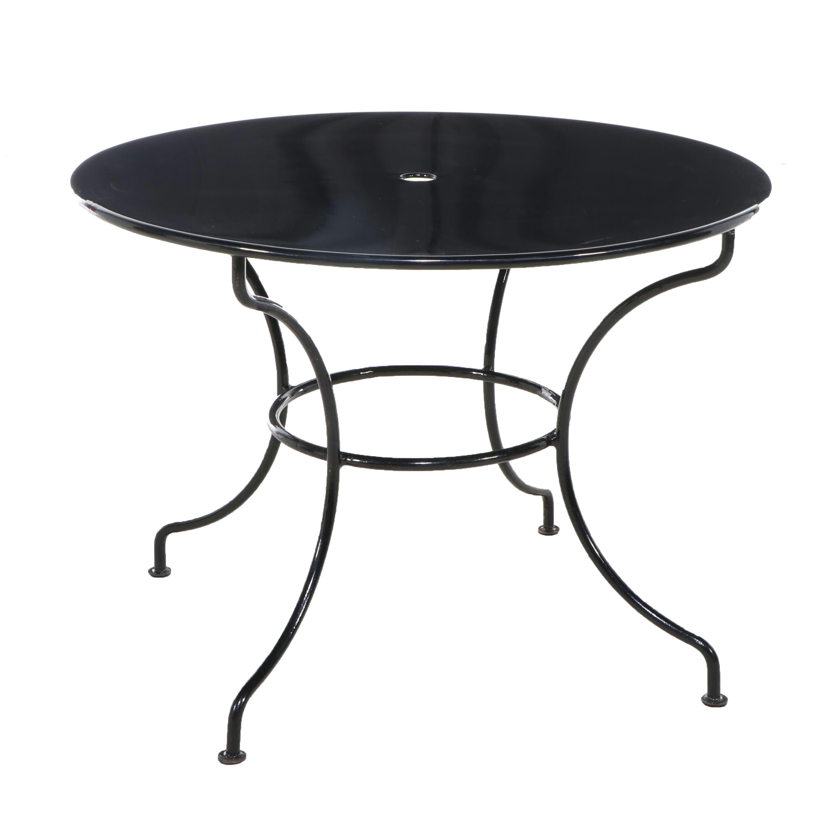 Hollywood Regency Style Black Metal Patio Table