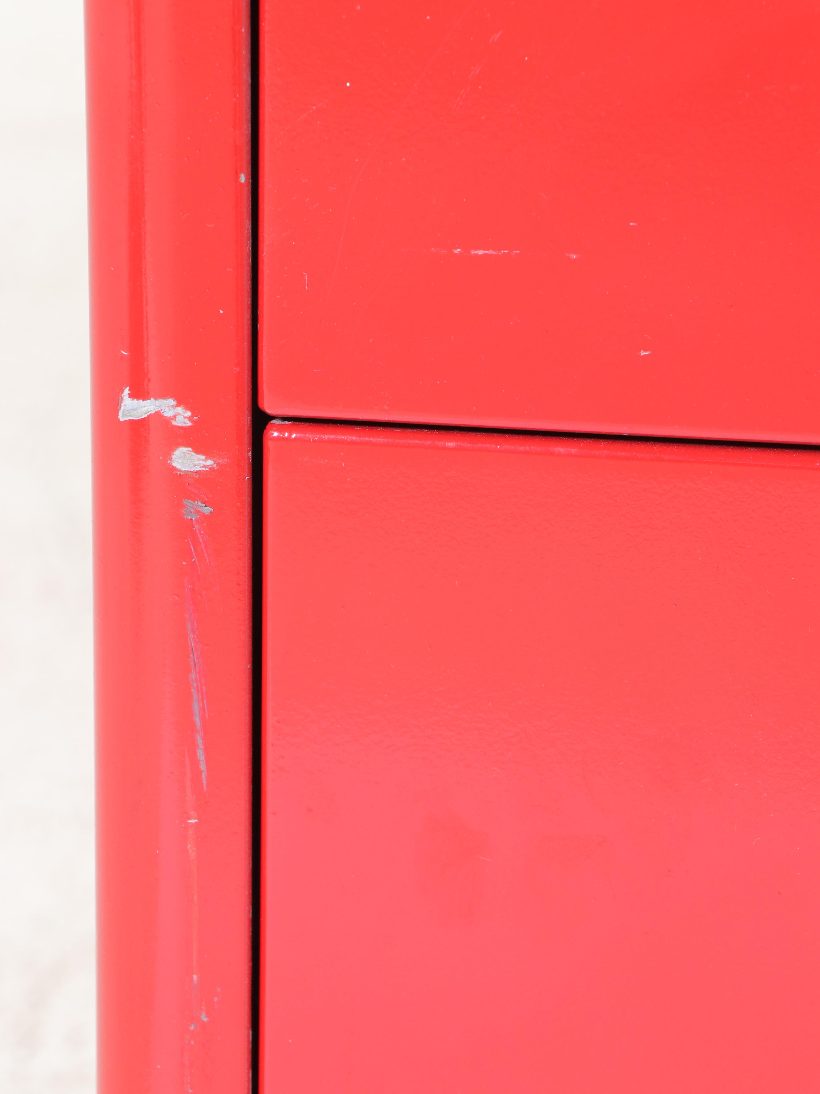 Red Finished Metal Tanker Desk with Globe-Wernicke Chair