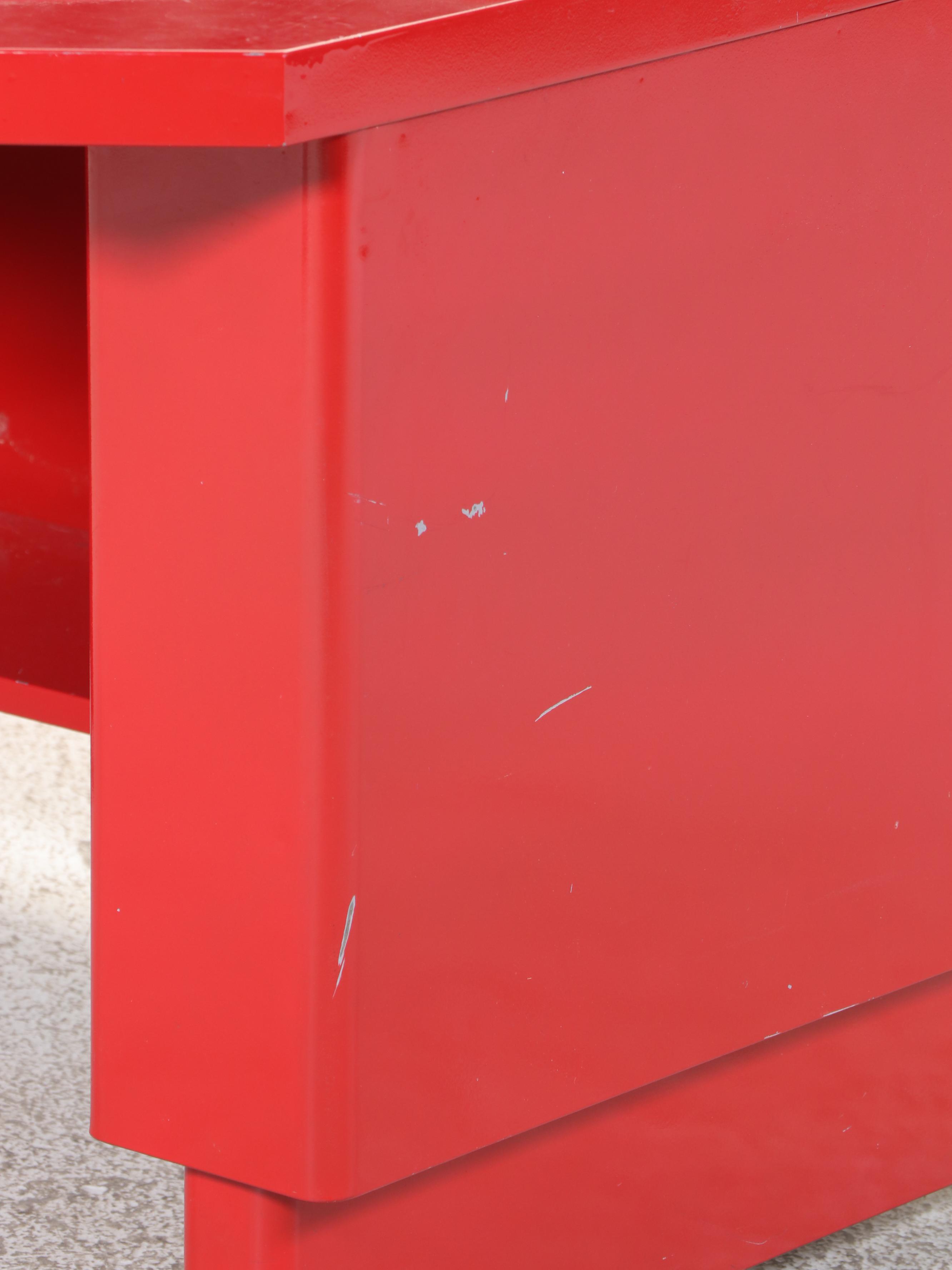 Red Finished Metal Tanker Desk with Globe-Wernicke Chair