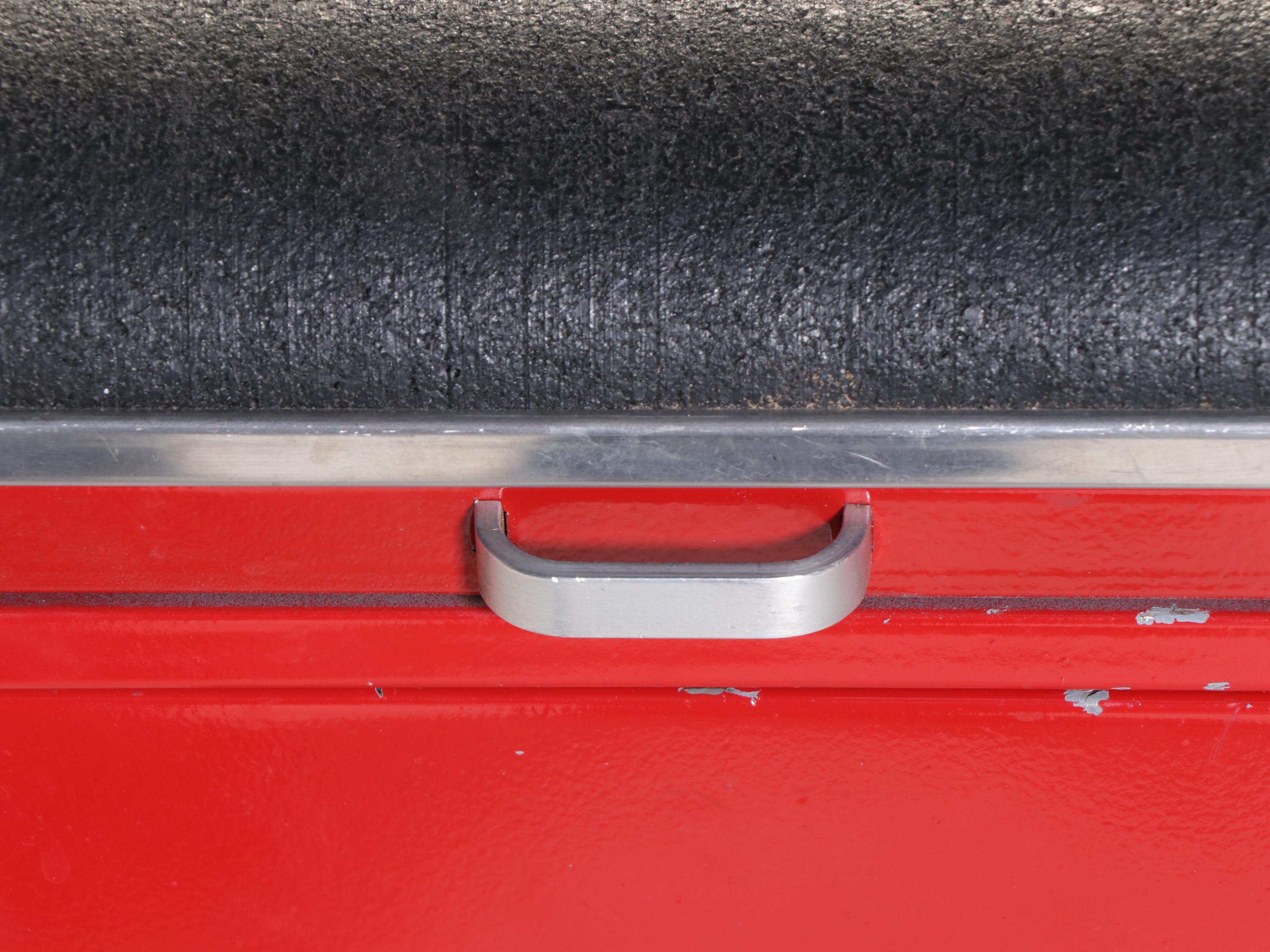 Red Finished Metal Tanker Desk with Globe-Wernicke Chair