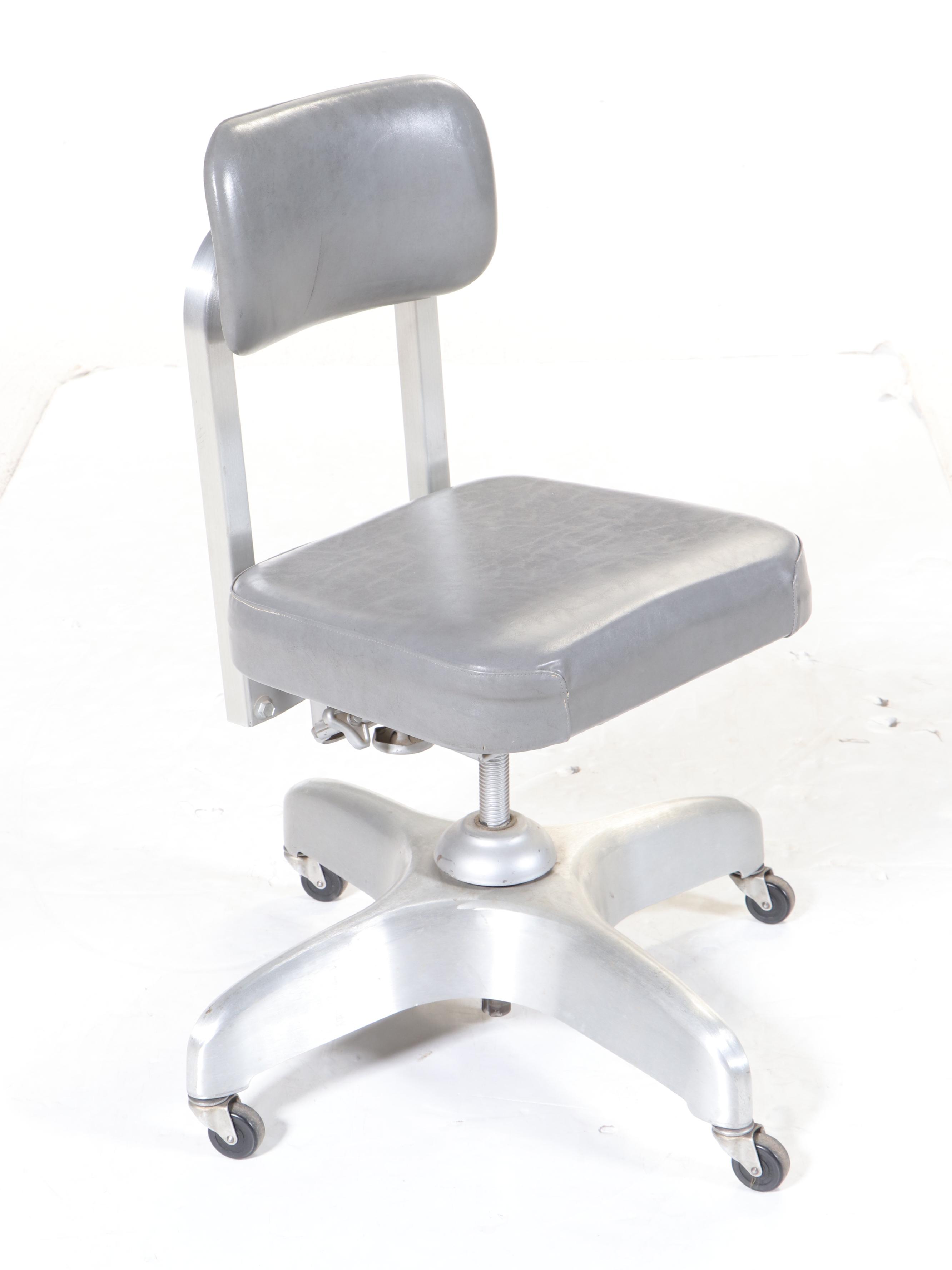 Red Finished Metal Tanker Desk with Globe-Wernicke Chair