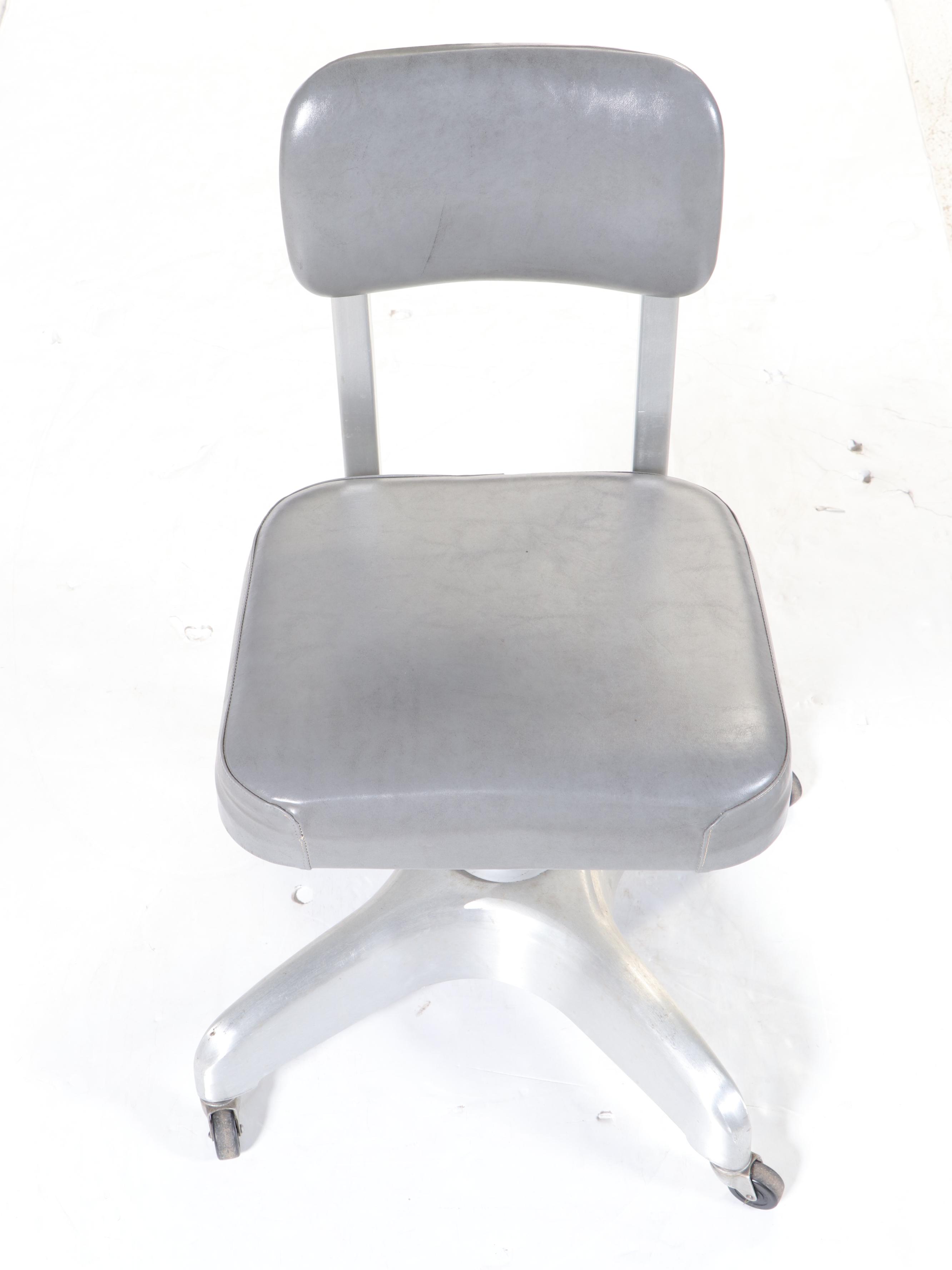 Red Finished Metal Tanker Desk with Globe-Wernicke Chair