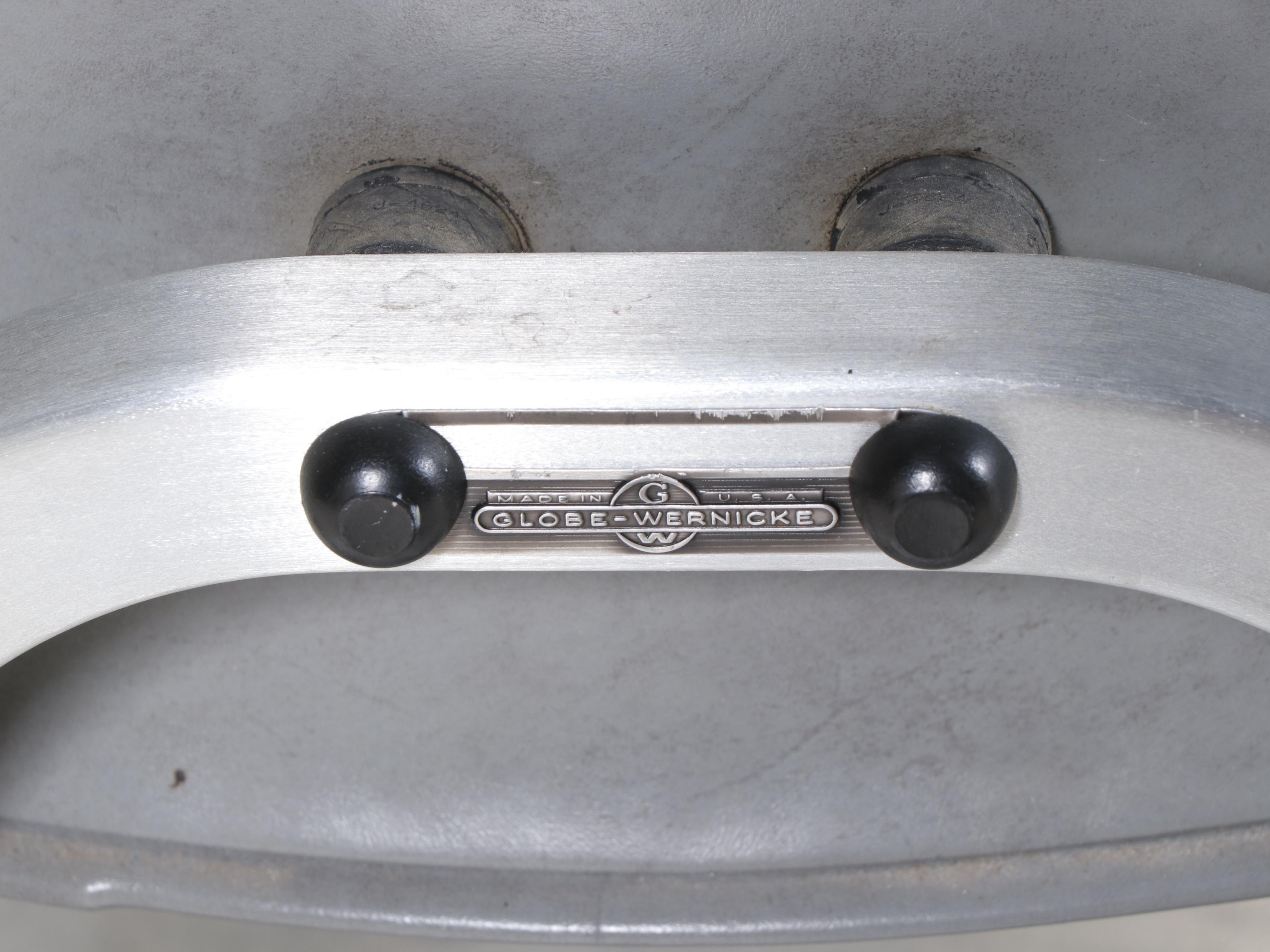 Red Finished Metal Tanker Desk with Globe-Wernicke Chair