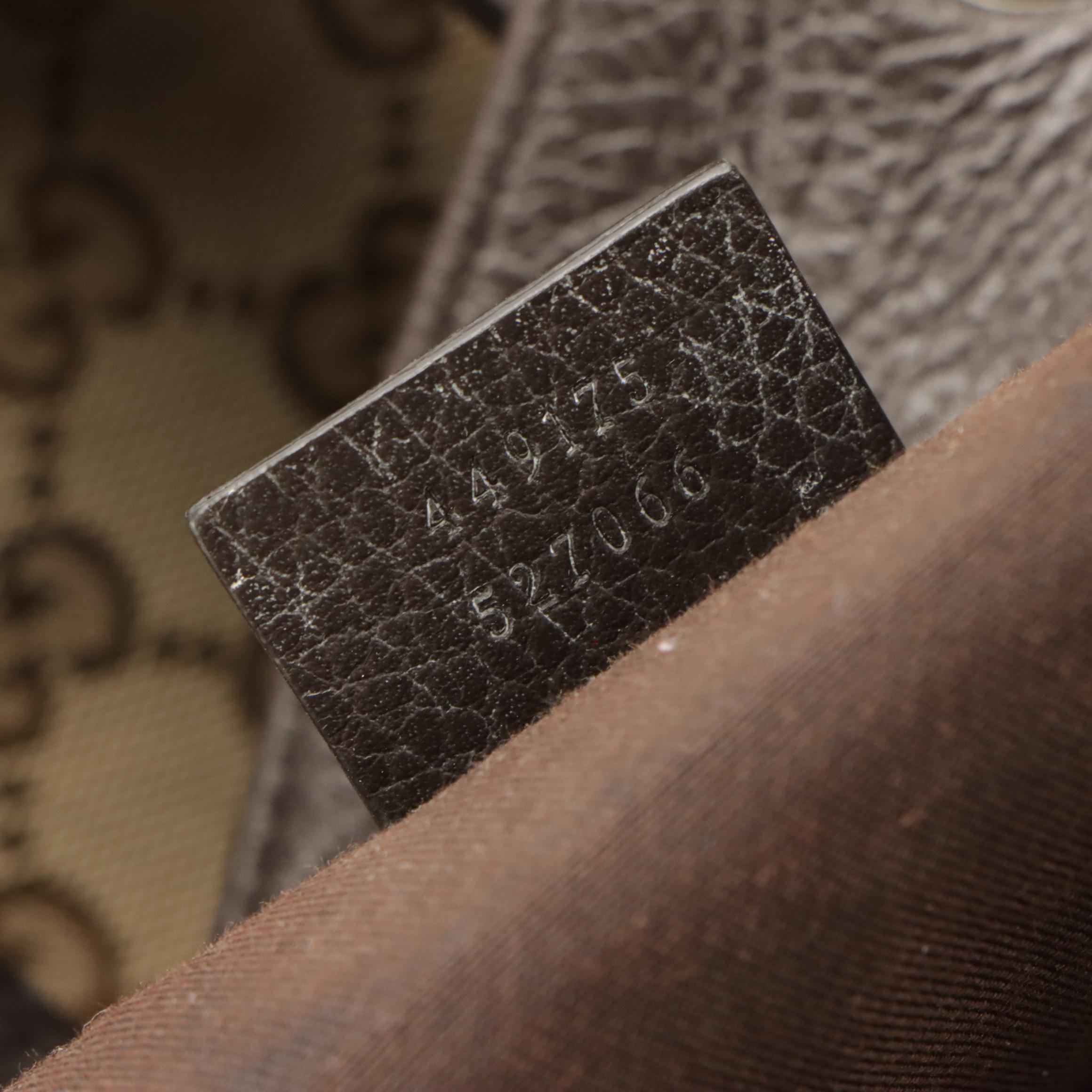 Gucci Drawstring Backpack Bag in GG Canvas with Pebbled Leather Trim