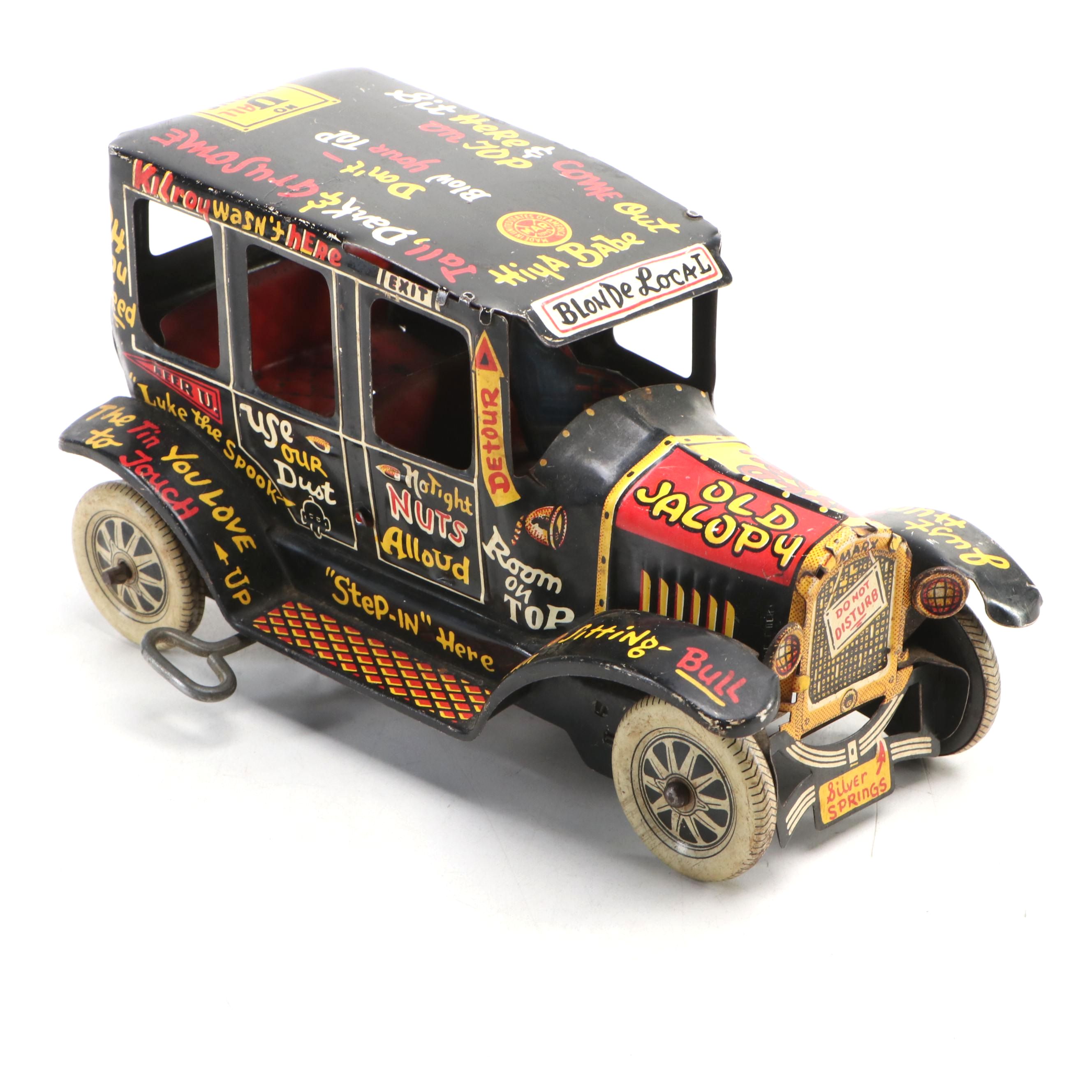 Marx "Old Jalopy" Tin Lithograph Wind-Up Toy Car, Mid-20th Century