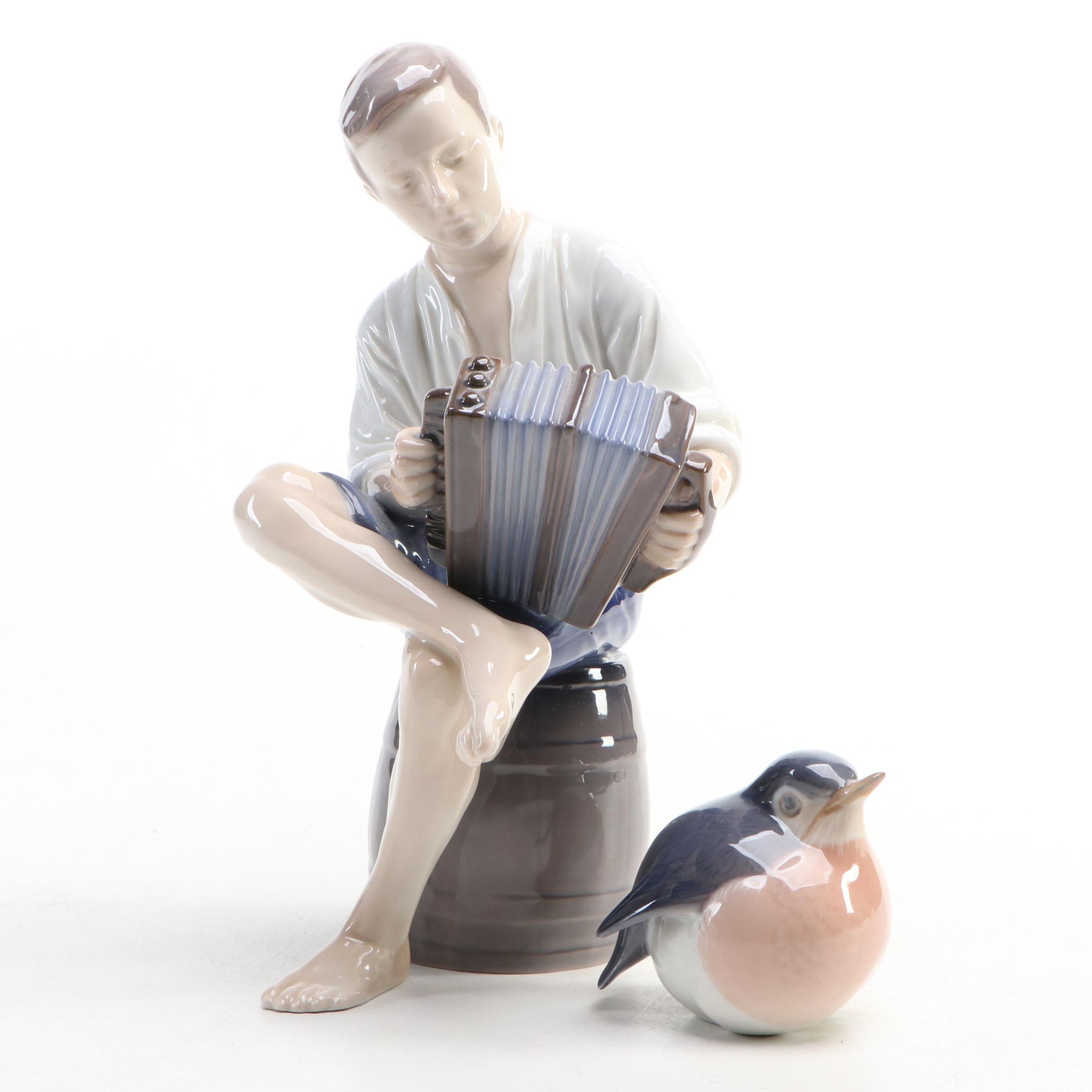 Bing & Grøndahl Merry Sailor and Royal Copenhagen Robin Porcelain Figurines