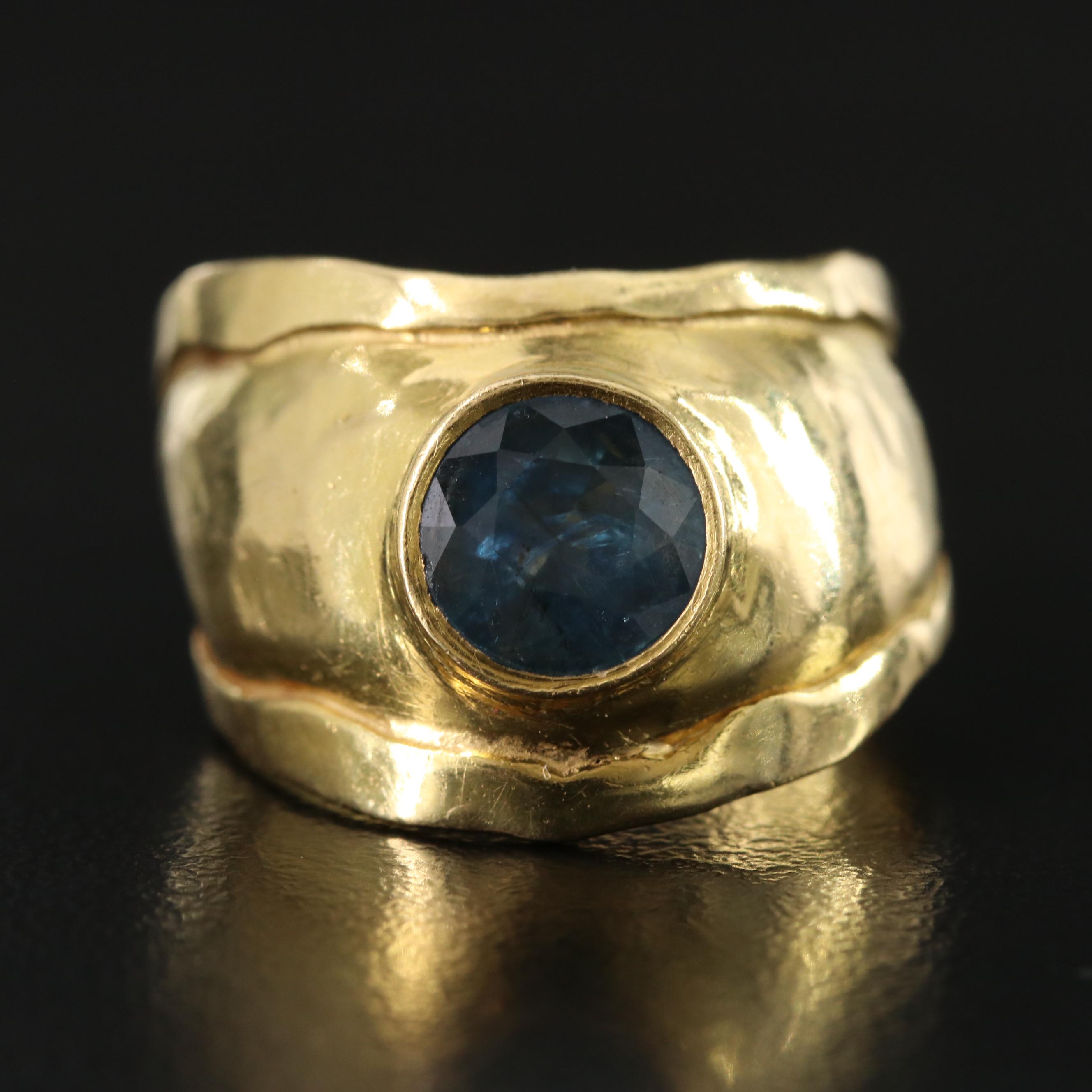 Signed 18K 1.87 CT Sapphire Ring