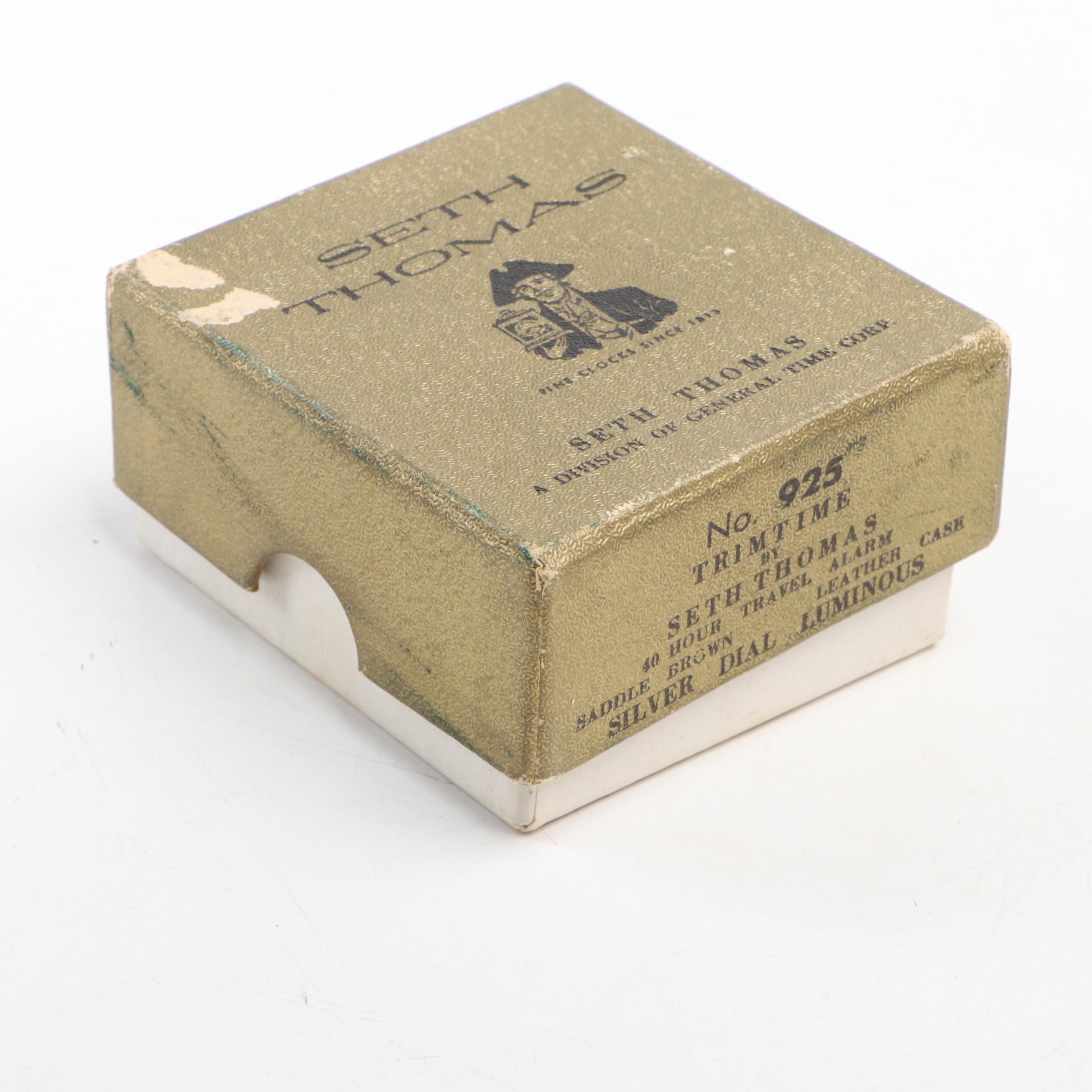 Wood Decoupage Purse, Seth Thomas Traveling Clock and Antique Umbrella Handle