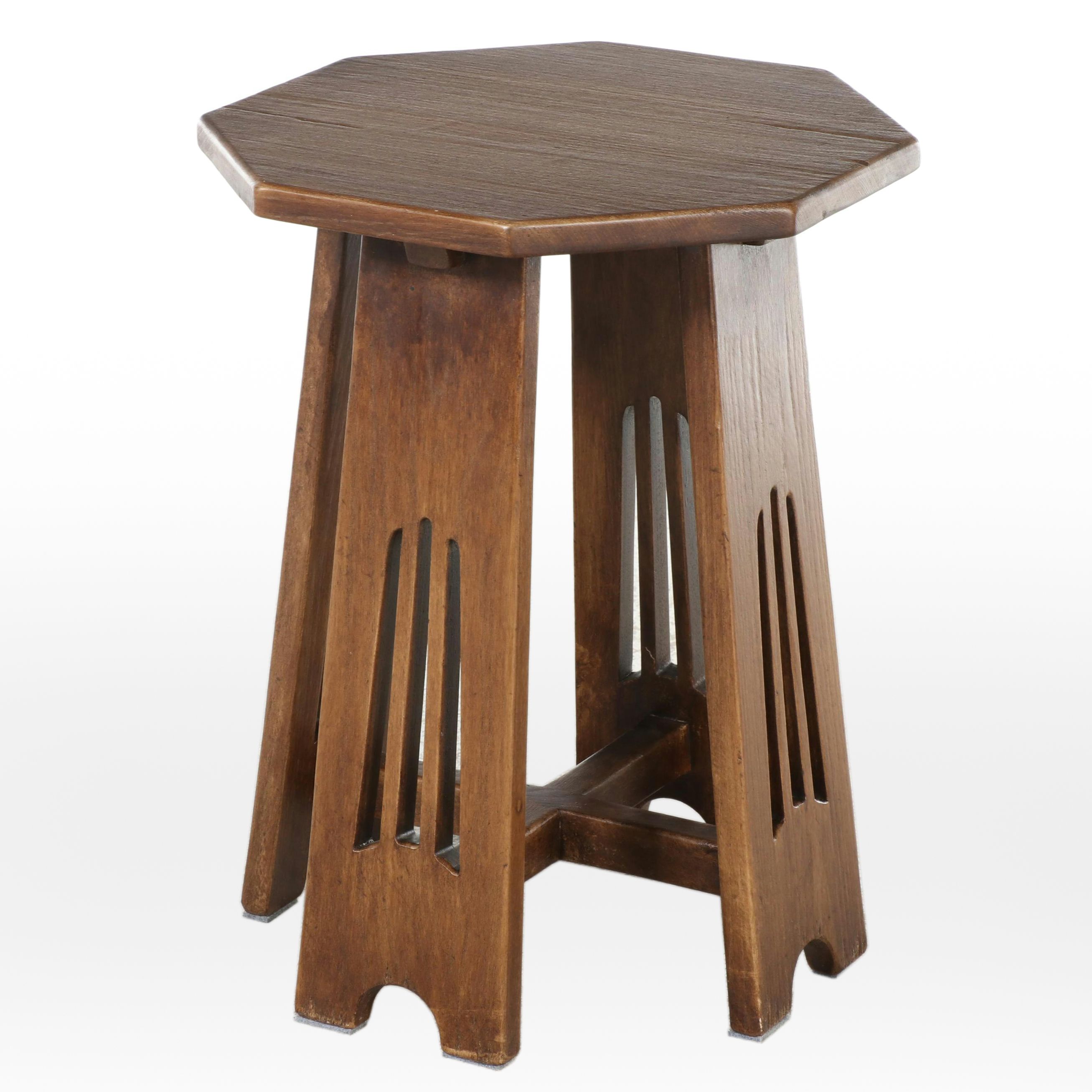 Arts and Crafts Style Hardwood Octagonal Side Table
