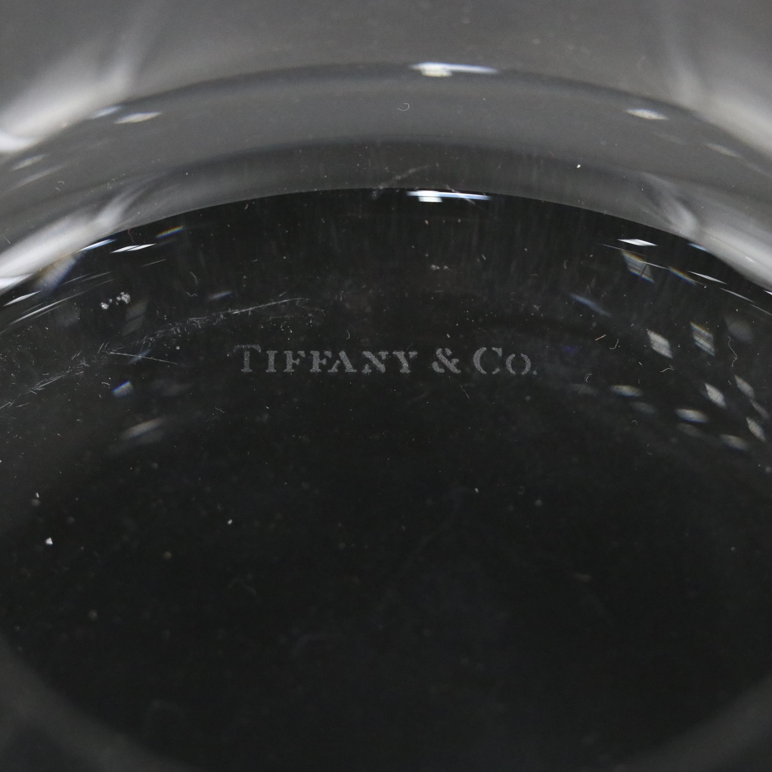 Tiffany & Co. "Scroll Handled" Crystal Ice Bucket with Acrylic Tongs