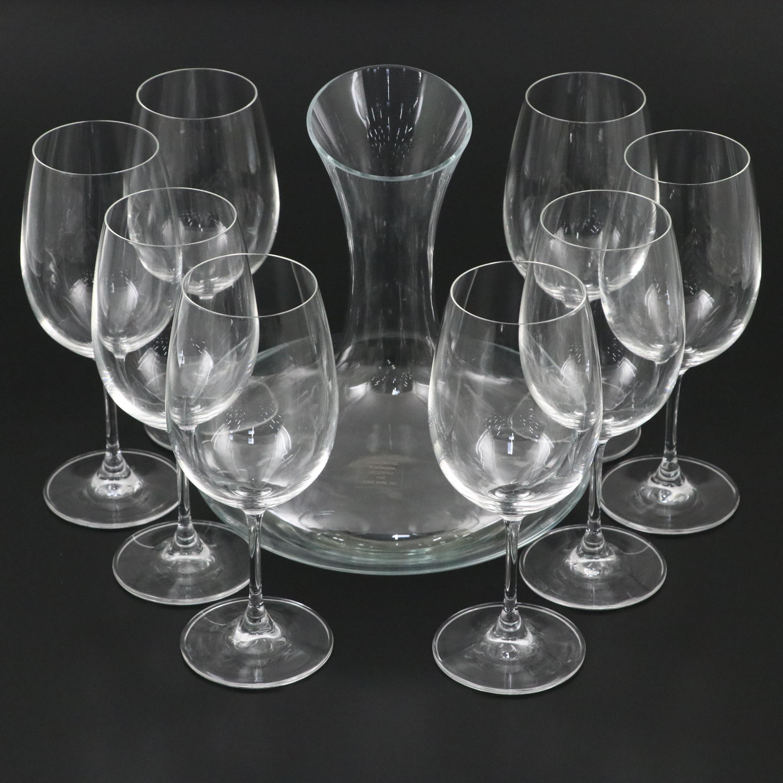 Cork Pops Glass Decanter and Other Wine Glasses