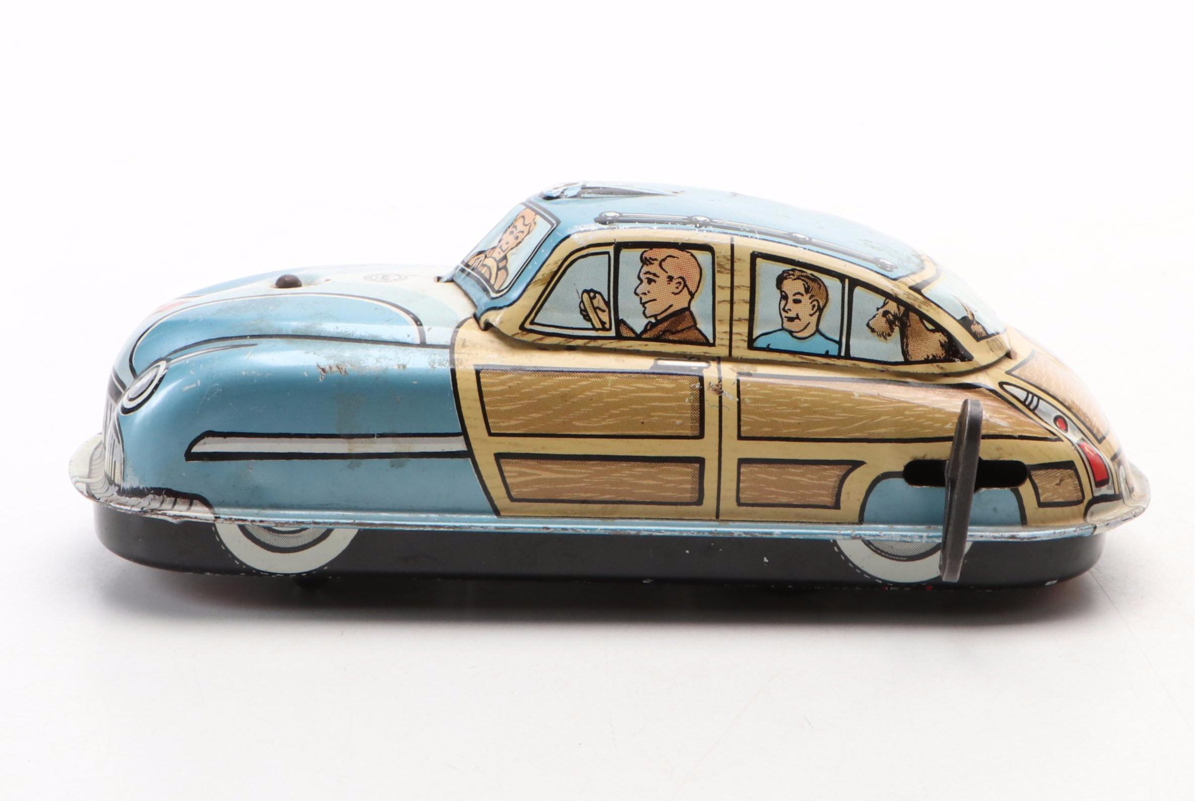 Louis Marx and Lupor Tin Lithograph Wind-Up Toy Cars, Mid-20th Century
